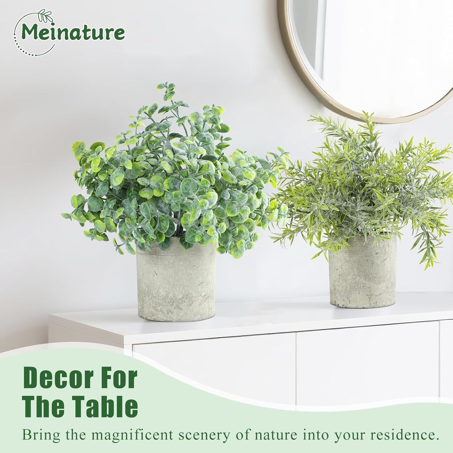 Artificial Plants Indoor / Sage Green / Set of 3