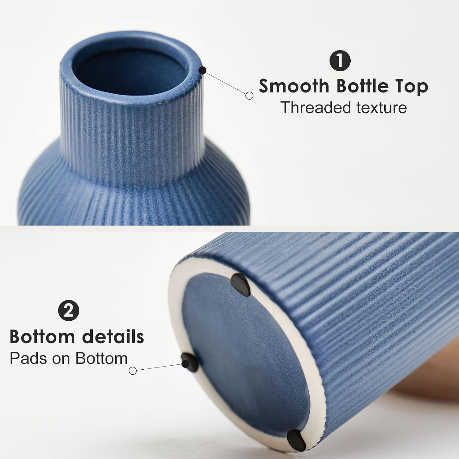 Bohemian Ceramic Vase / Blue / 8in