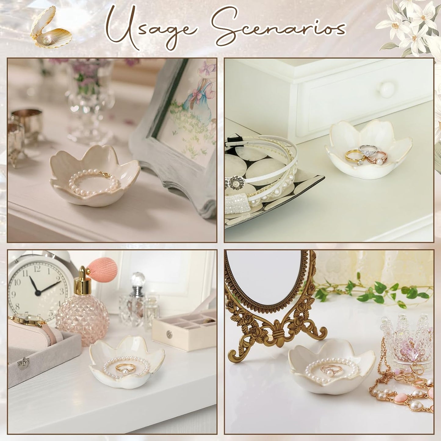 Box Greeting Card Small Glass Trinket Dish Tray for Earrings / Ceramic / Set of 12