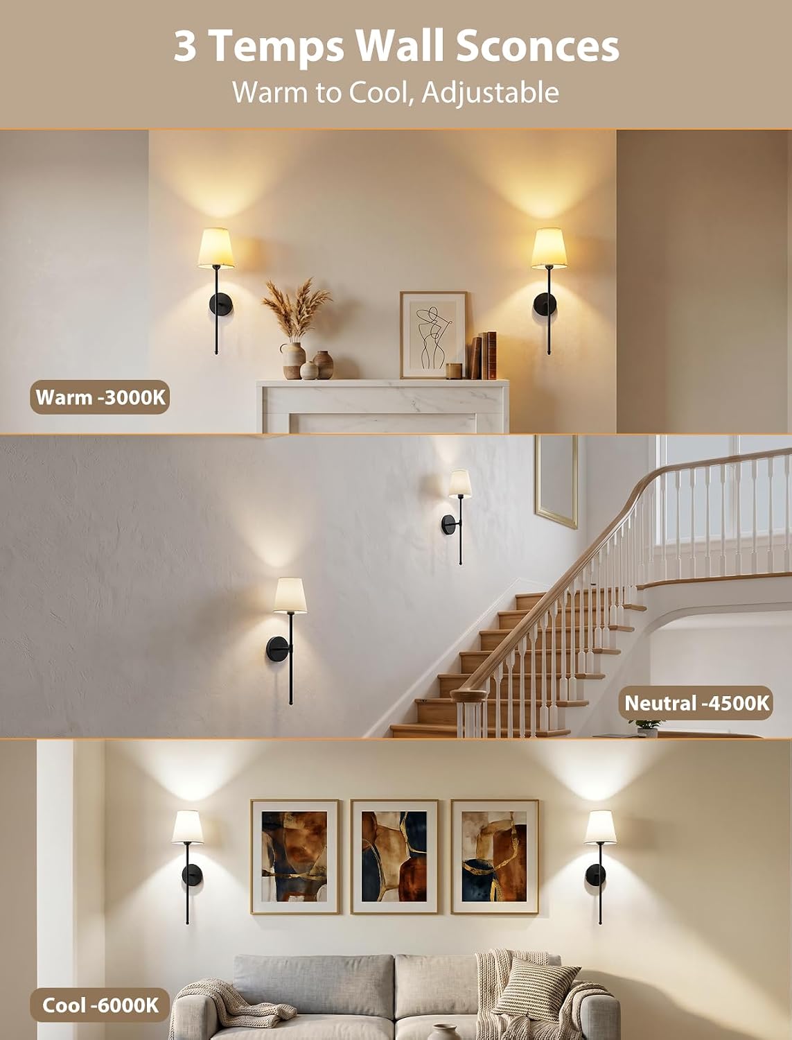 GBEAST Wall Sconces Set of Two, Rechargeable Wall Lights with Magnetic Bulb and Remote, Dimmable Wall Lamps with RGB &