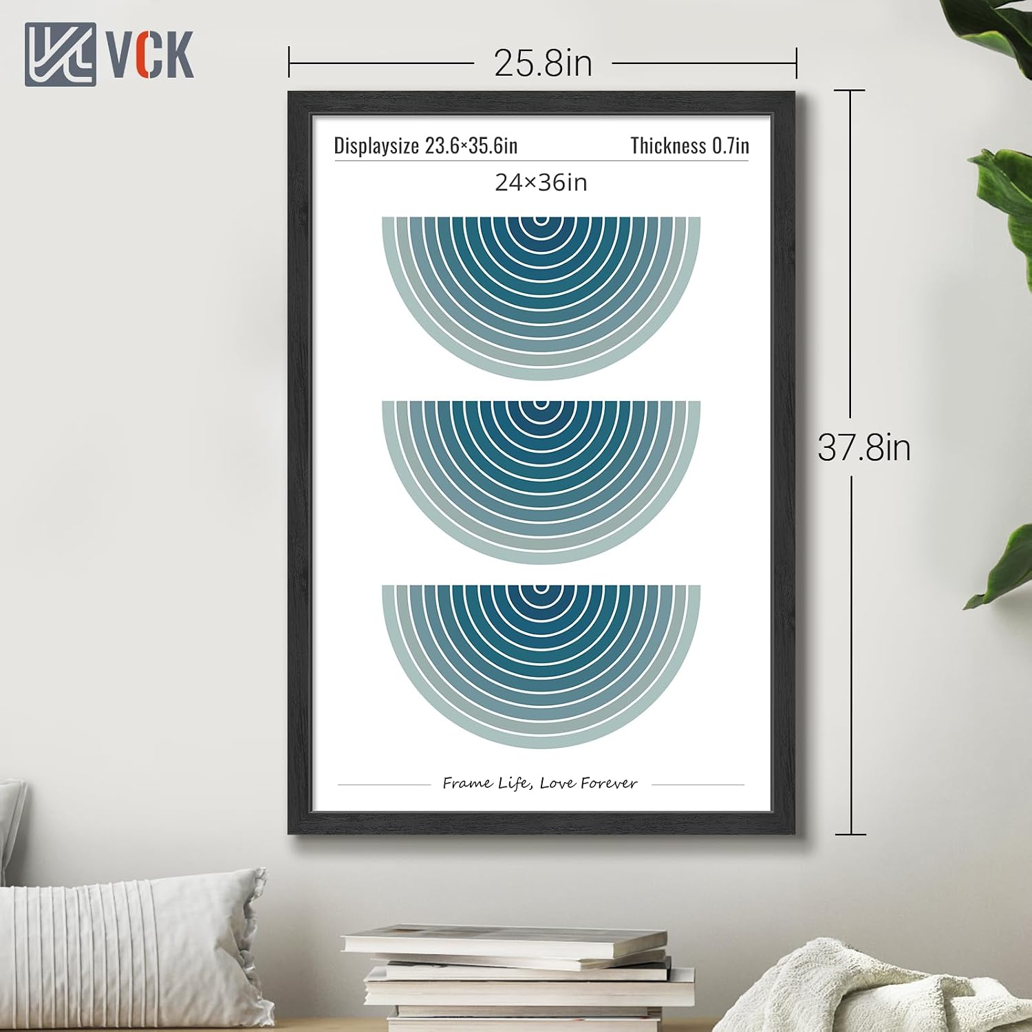 VCK 24x36 Poster Frame Set of 3, Black Woodgrain, Wall Hanging | Wide Border, Exclusive Woodgrain, Shatterproof