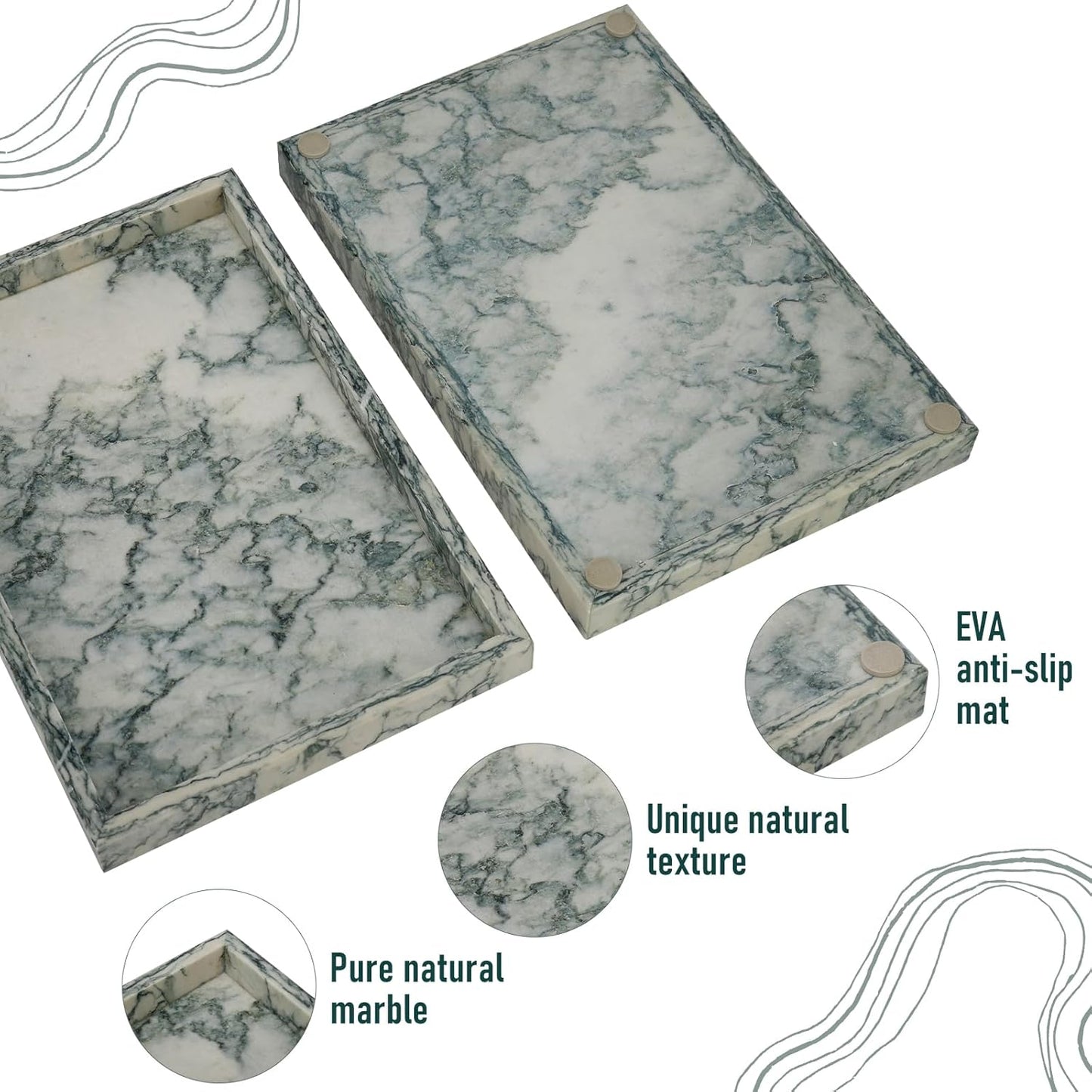 Marble Tray / Stone Trays / Cyan-green / 12 x 8