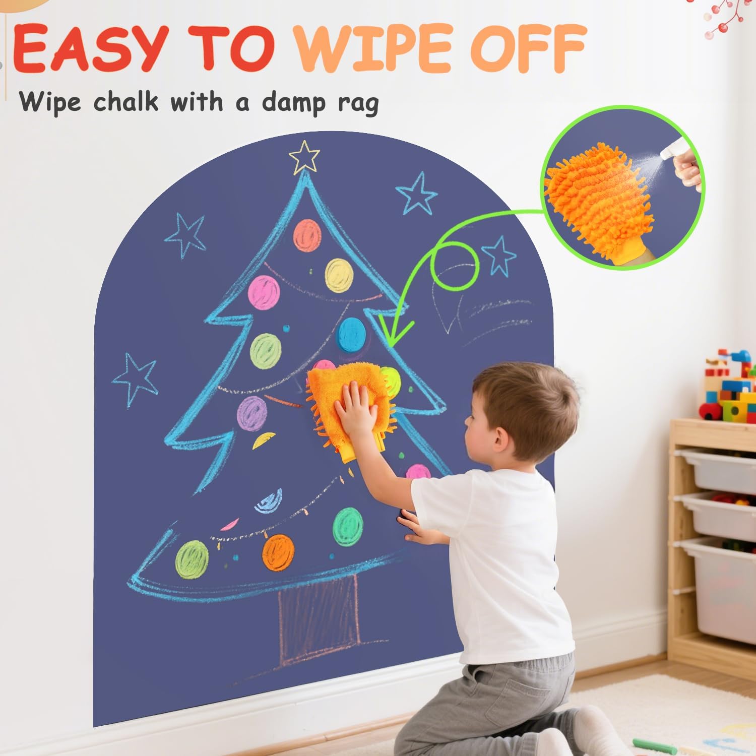 Arch Magnetic Wall Decal for Kids Magnetic Chalk Board Sticker Magnet / 40 x 32 / Dusty Blue