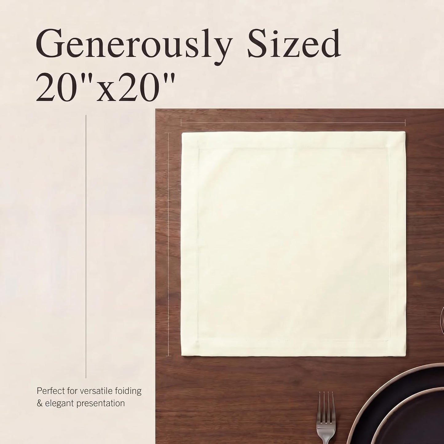 Urban Villa Cloth Napkins Cotton 20x20 (Set of 12) Ivory