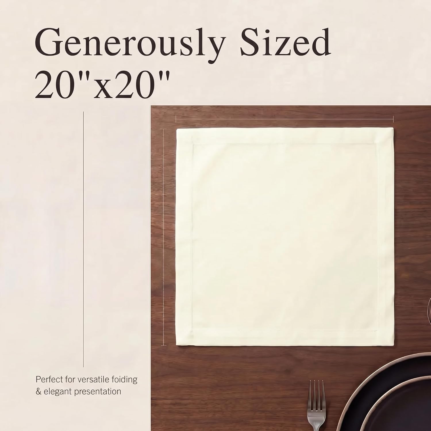 Urban Villa Cloth Napkins Cotton 20x20 (Set of 12) Ivory