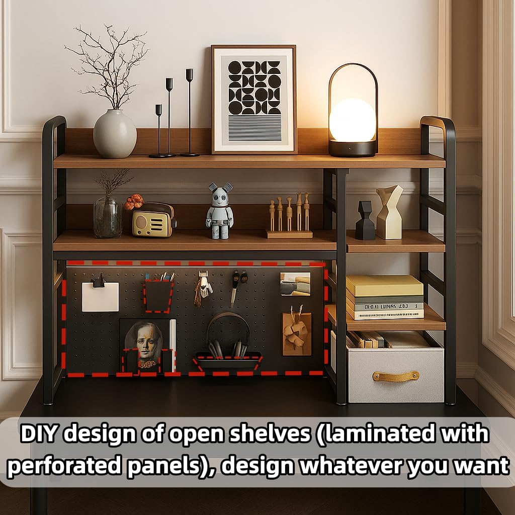 Desktop Bookshelf, pegboard Storage and Organization Rack, Dorm Desk Shelf, Desk Hutch, Desktop Storage for Office