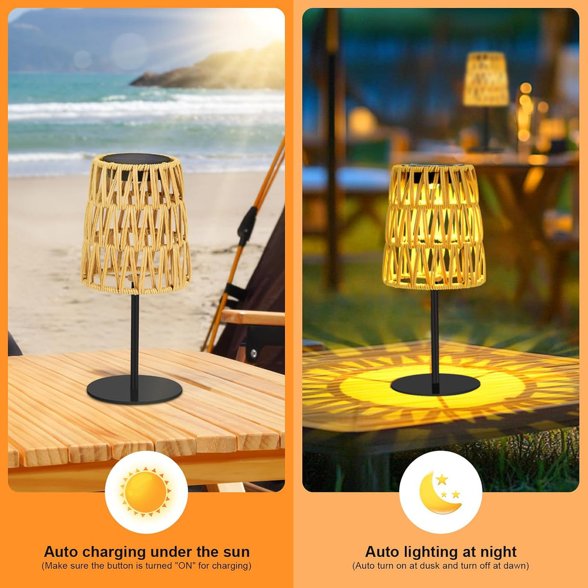 4pcs Solar Table Lamp Outdoor Waterproof: Rechargeable LED Solar Lantern for Garden Yard, Solar Lights Outside Cordless