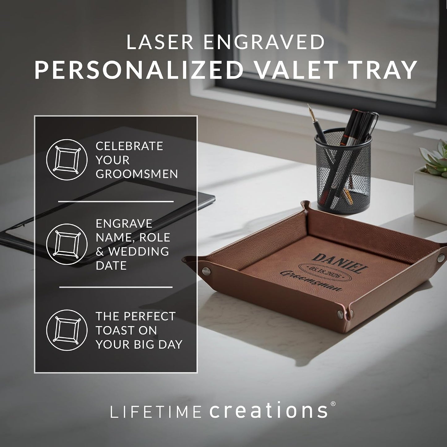 Personalized Groomsman Valet Tray / Black - Groomsman