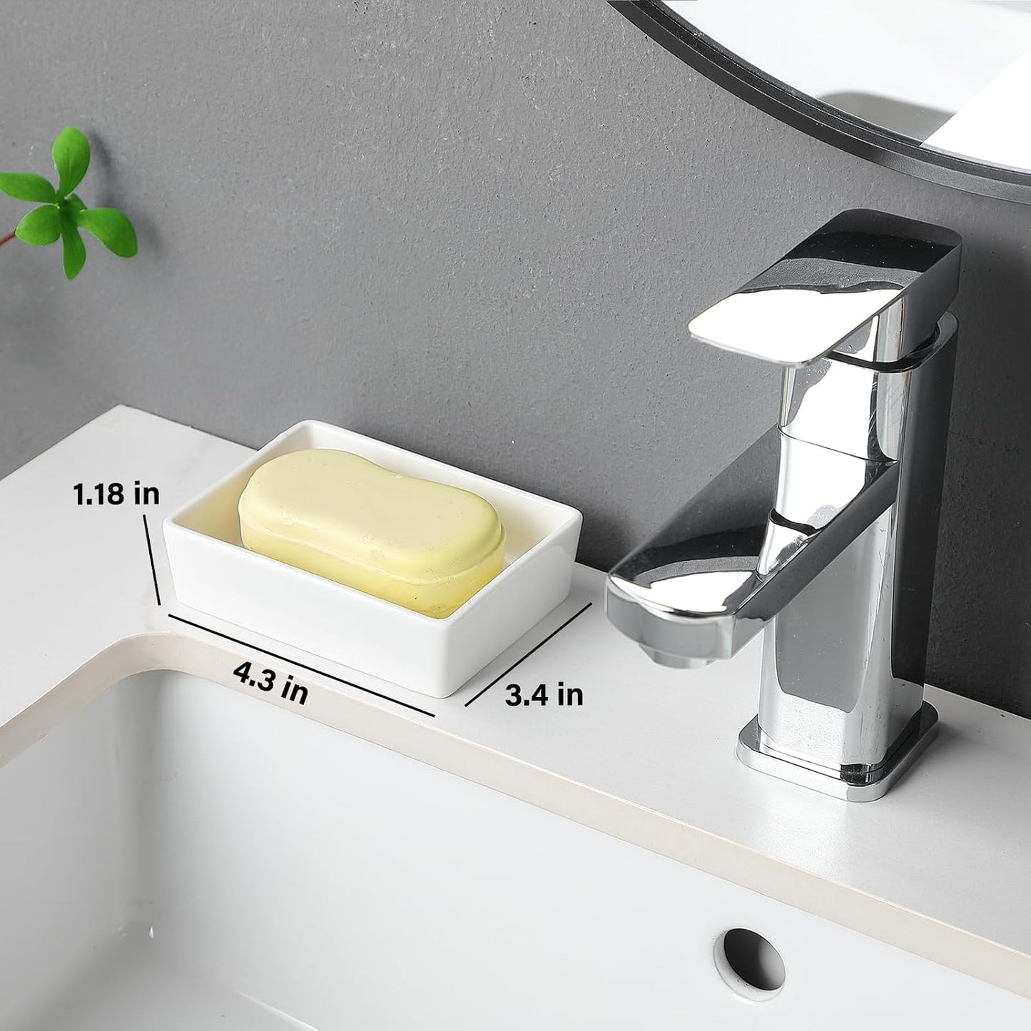 Modern Ceramic Hand Soap Holder Non-Slip Bar Soap Holder Soap Tray / White