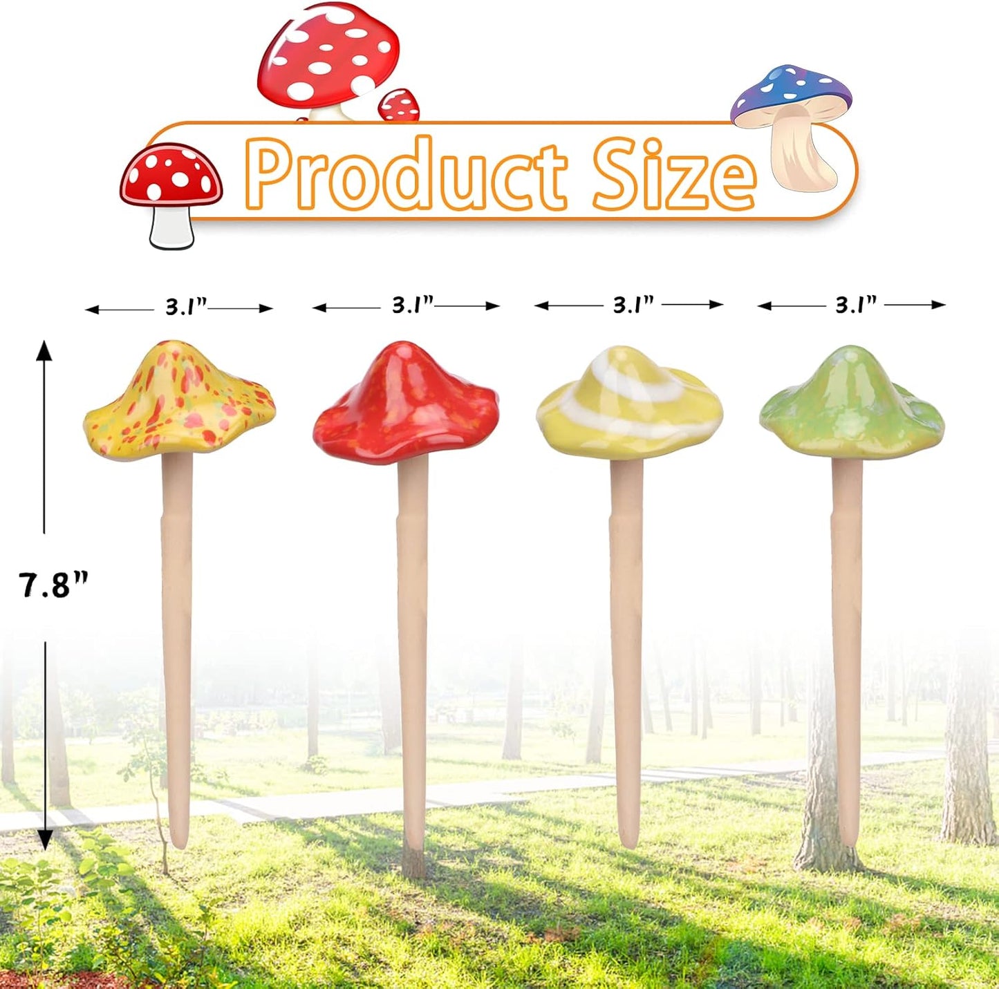Mushroom Statue Decor / 4 Mushroom / Set of 4
