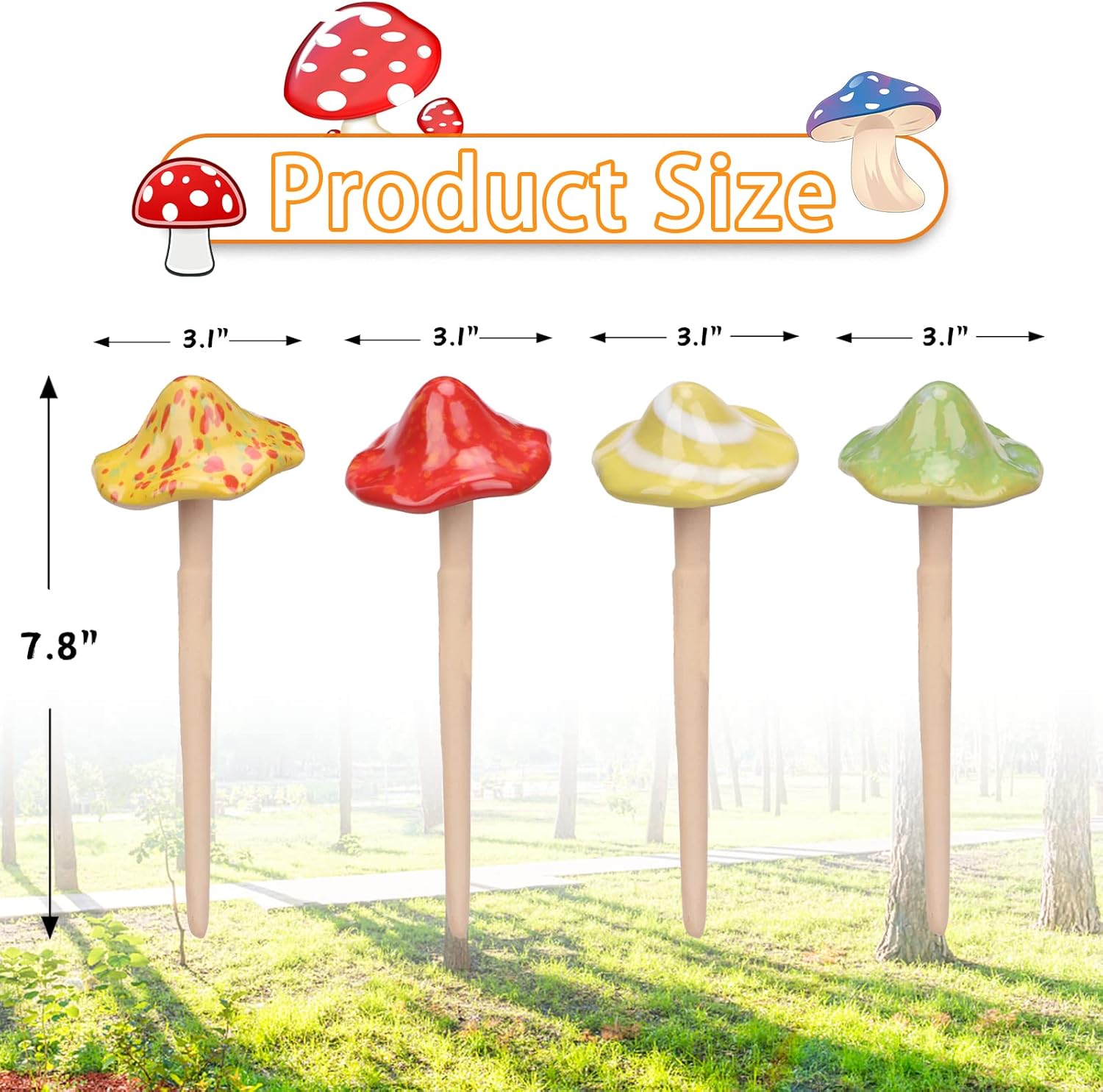 Mushroom Statue Decor / 4 Mushroom / Set of 4