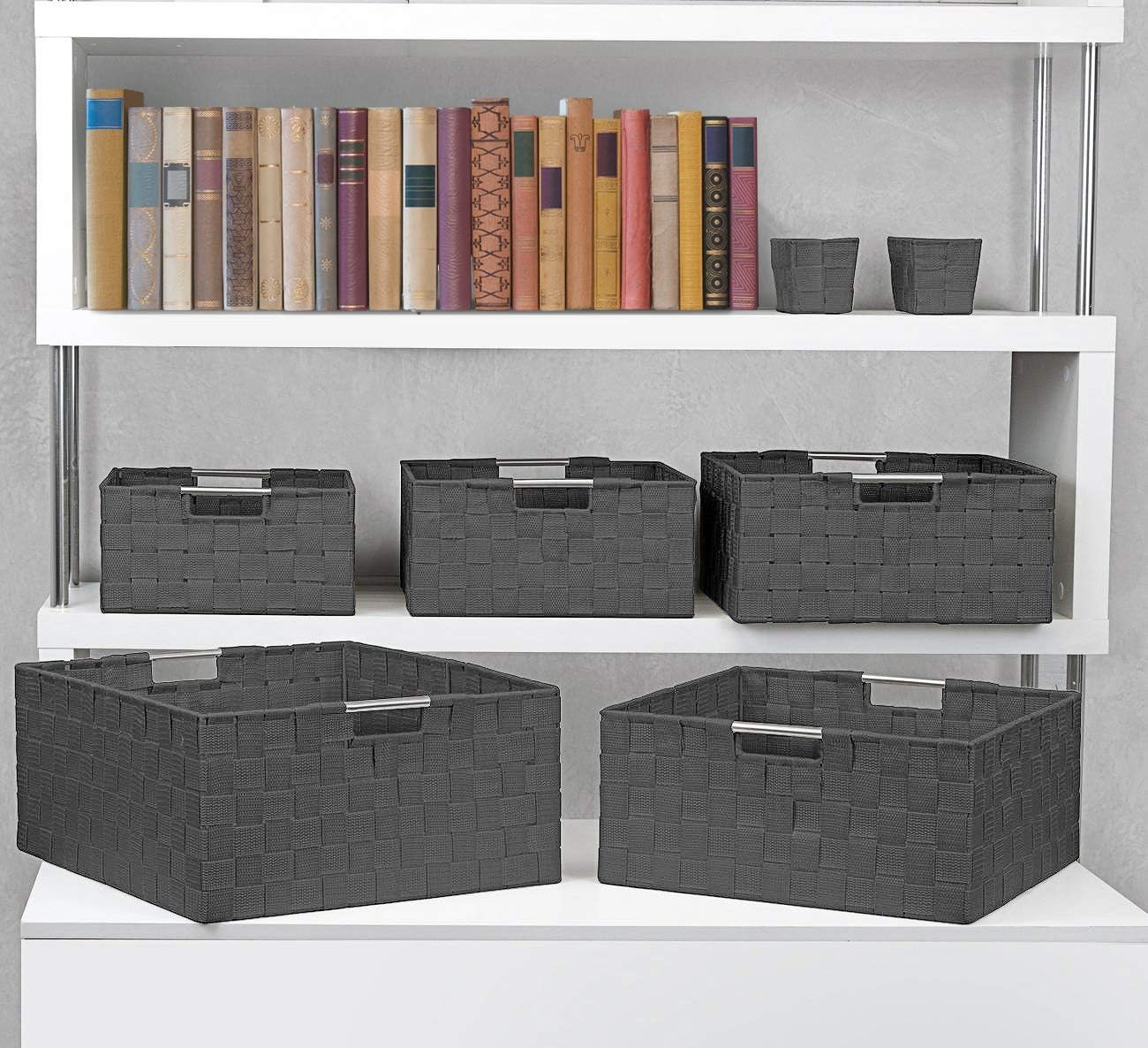 Linen Closet Organizers and Storage / 7 Piece - Grey / Set of 7