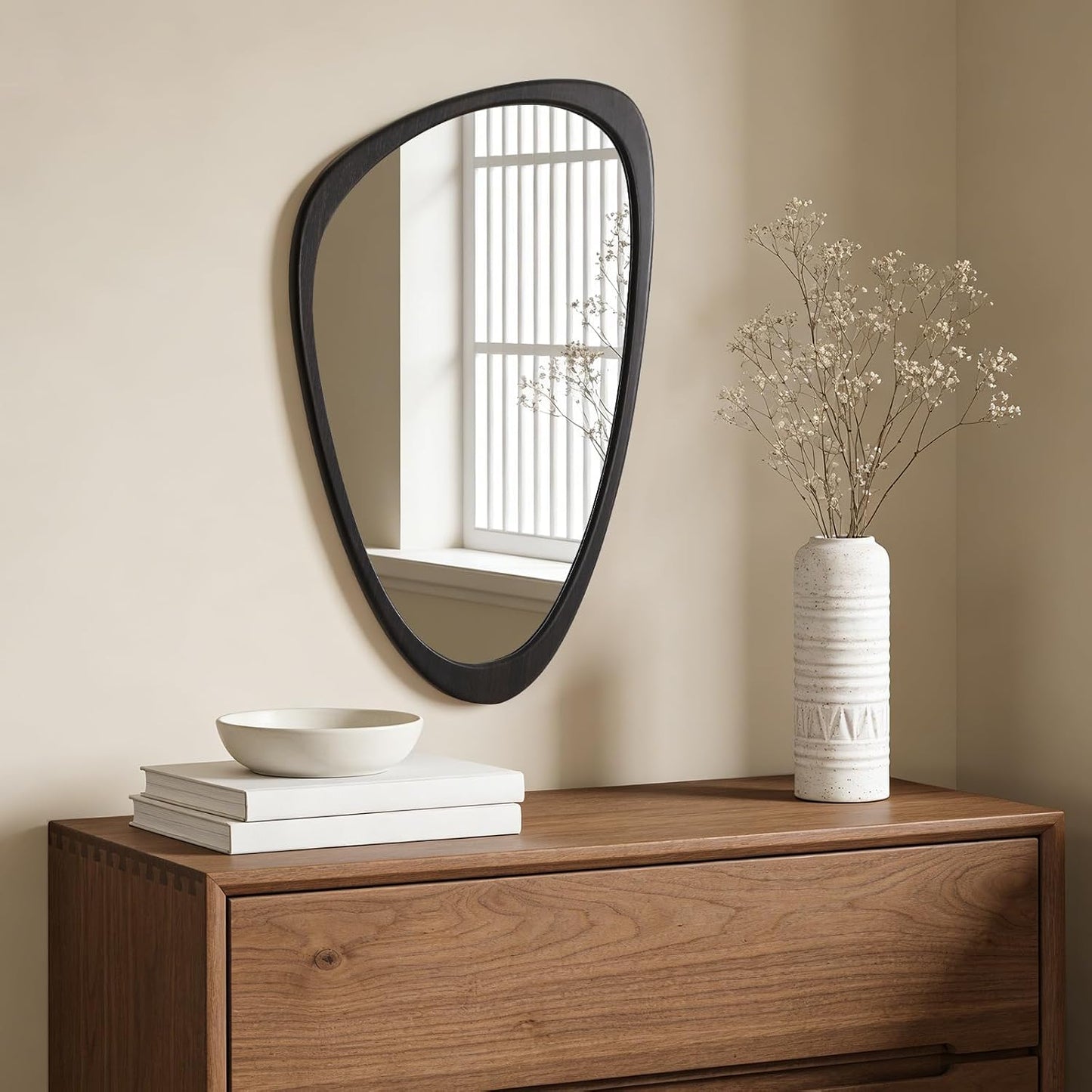 Irregular Wall Mirror / Dark Brown / 30"L x 19"W
