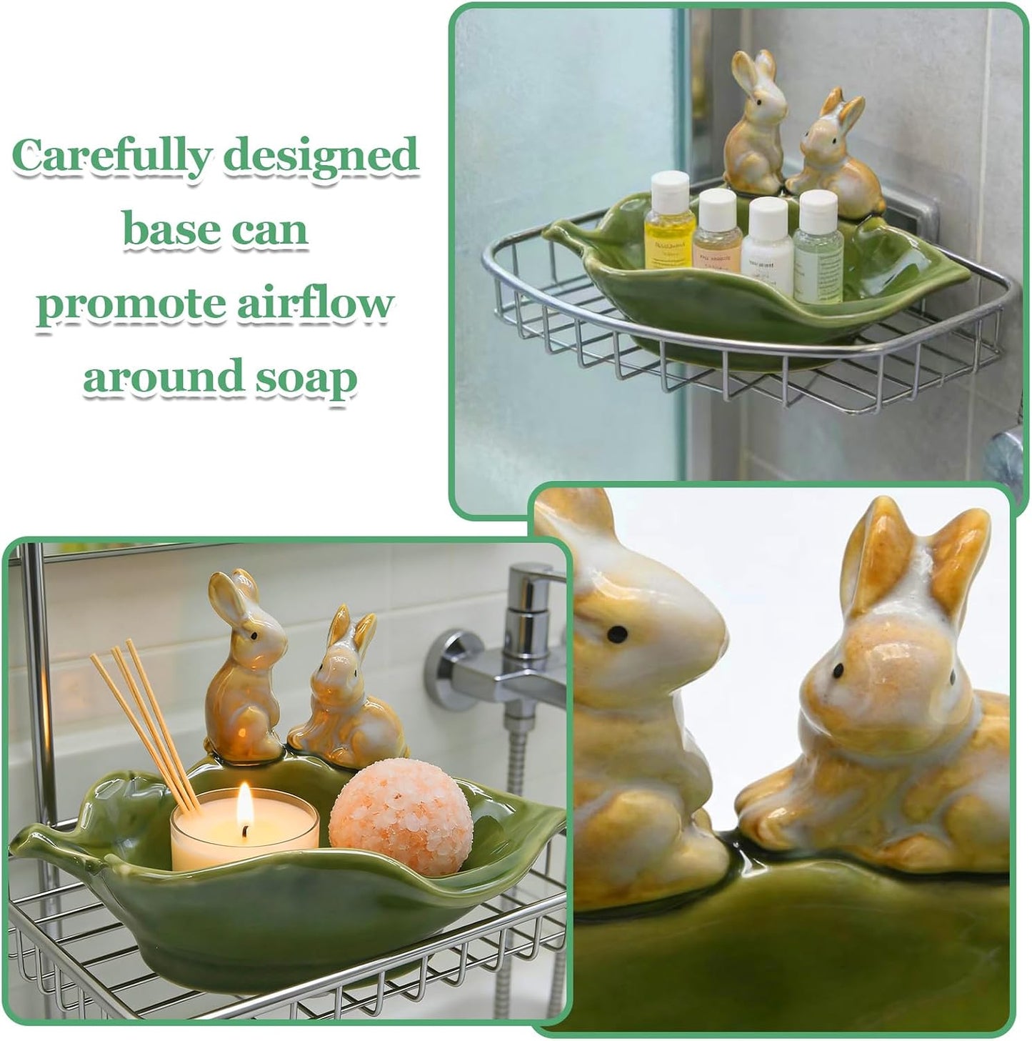 Decorative Bunny Holder for Sponges & Jewelry / Green