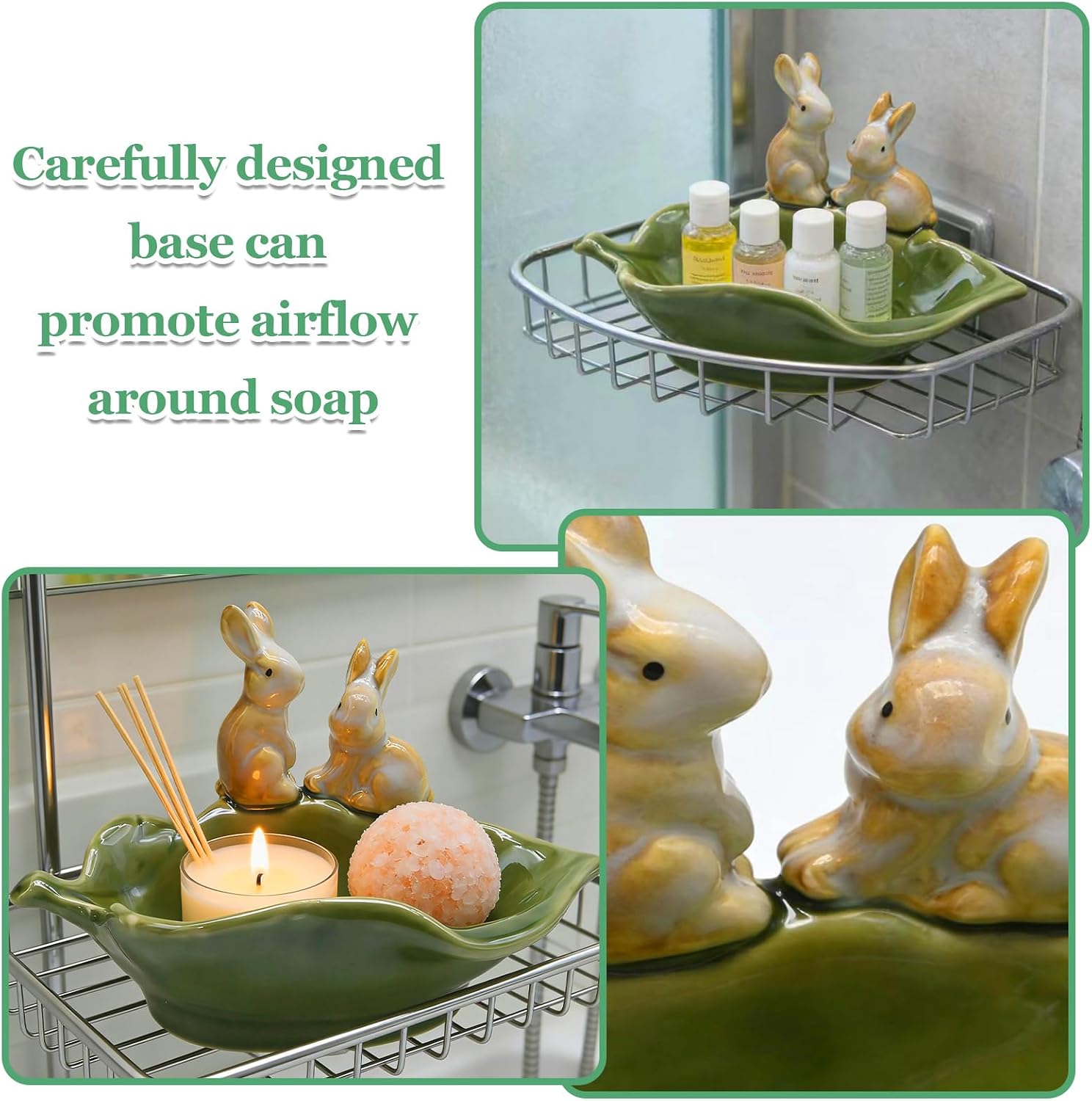 Decorative Bunny Holder for Sponges & Jewelry / Green