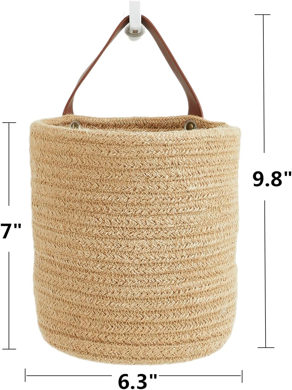 Small Cotton Rope Woven Closet Storage Bins-Shelf Basket Organizer for Plants / Jute-brown