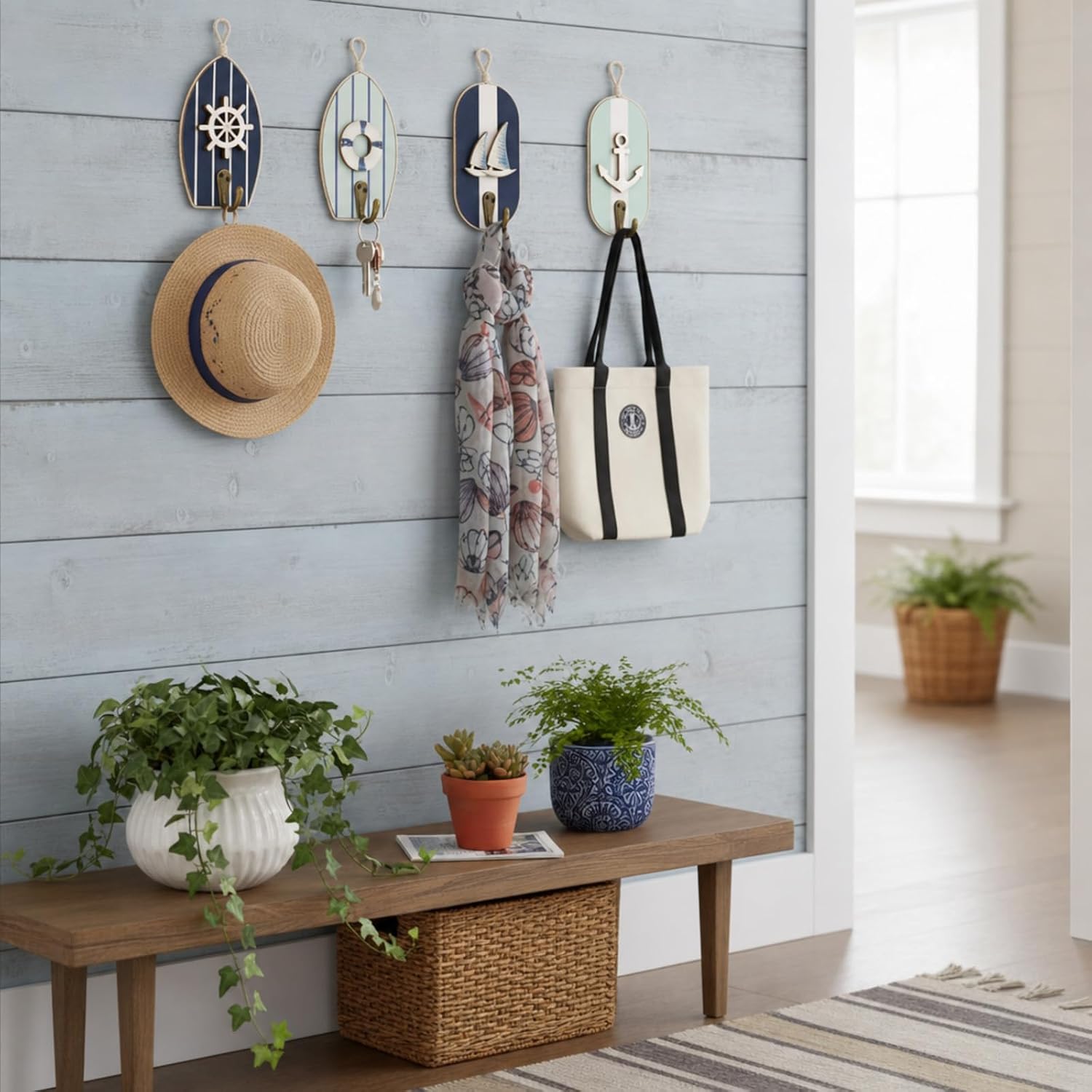 Sea Wall Hooks Wall Mounted Key Holder Beach Bathroom Decor Summer Rustic / Nautical / Set of 4