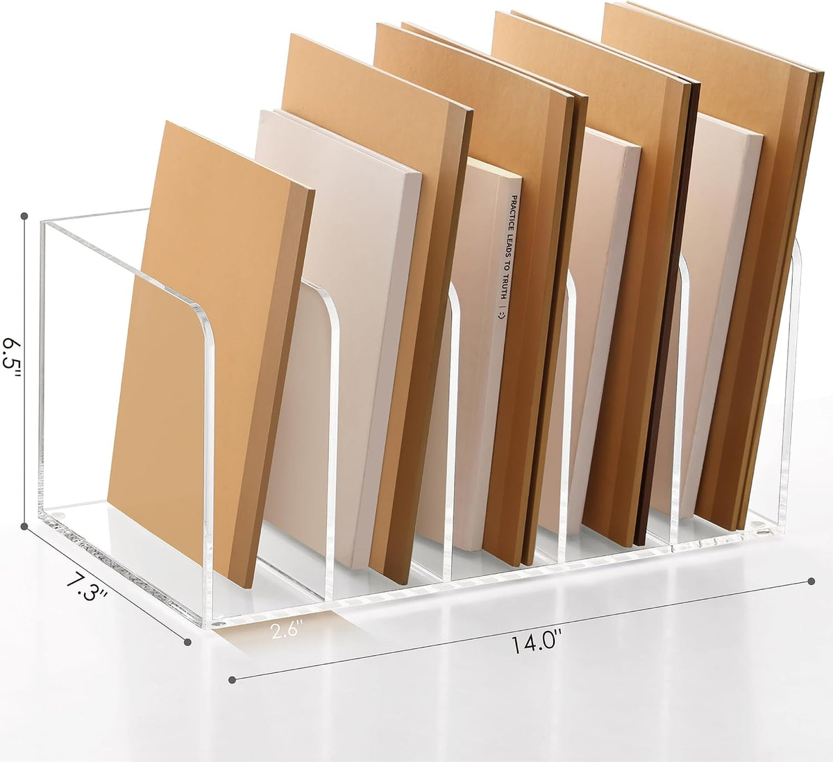 SANRUI Acrylic Magazine Holder Desk Organizer Workspace Sorters, Clear Bookend File Sorter Folder Rack For Home Office
