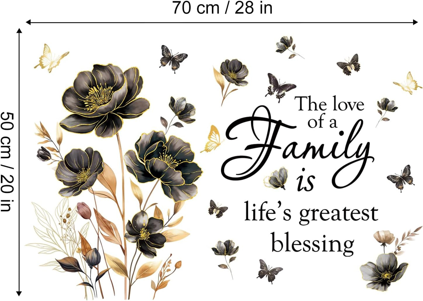 2 Sheets Family Wall Art Decal Floral Quote Family Life's Greatest Blessing Wall Stickers Removable