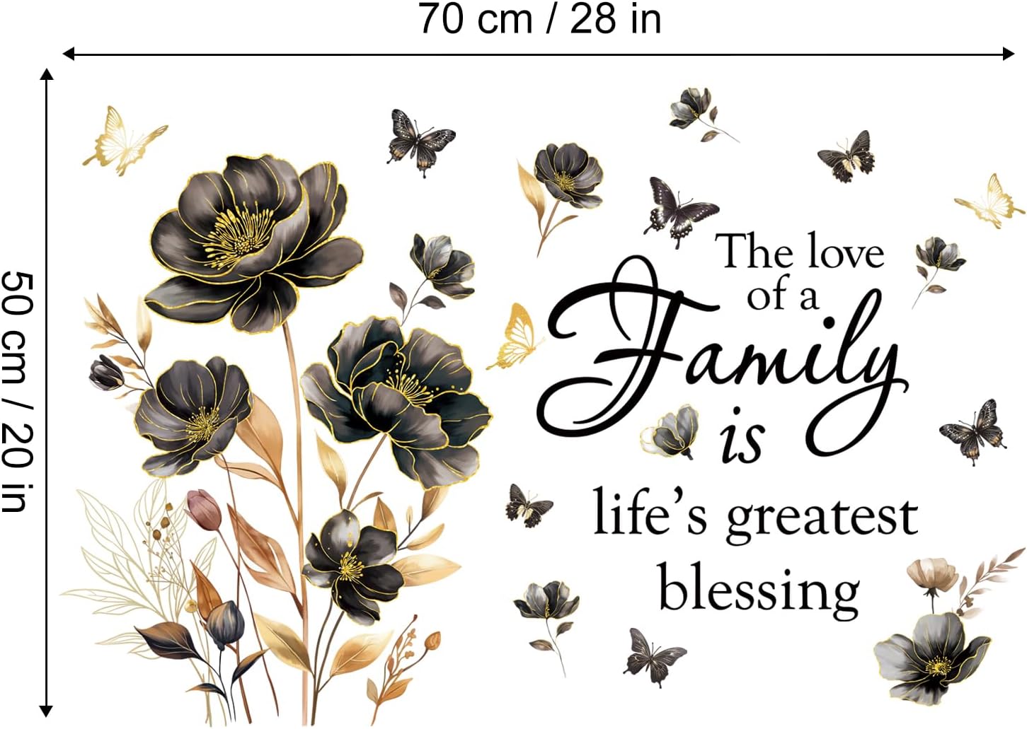 2 Sheets Family Wall Art Decal Floral Quote Family Life's Greatest Blessing Wall Stickers Removable