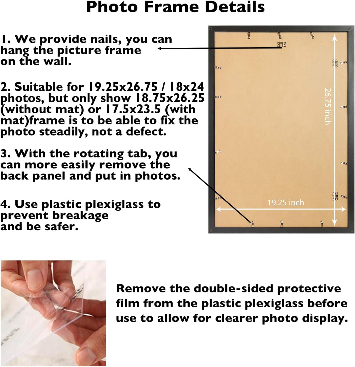 JCJMY 19.25x26.75 Puzzles Frame Set of 4, Display 18x24 with Mat or 19.25 x 26.75 without, Wall Hanging 19.25 by 26.75