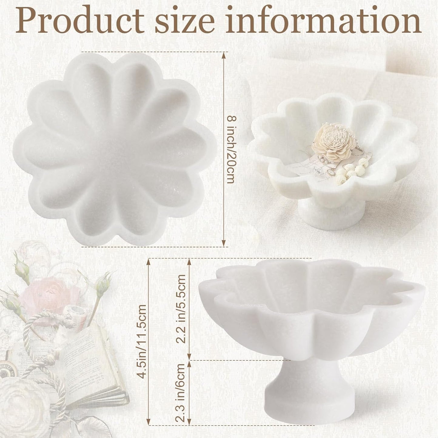 Decorative Scalloped Fluted Bowl / White / 8 Inch