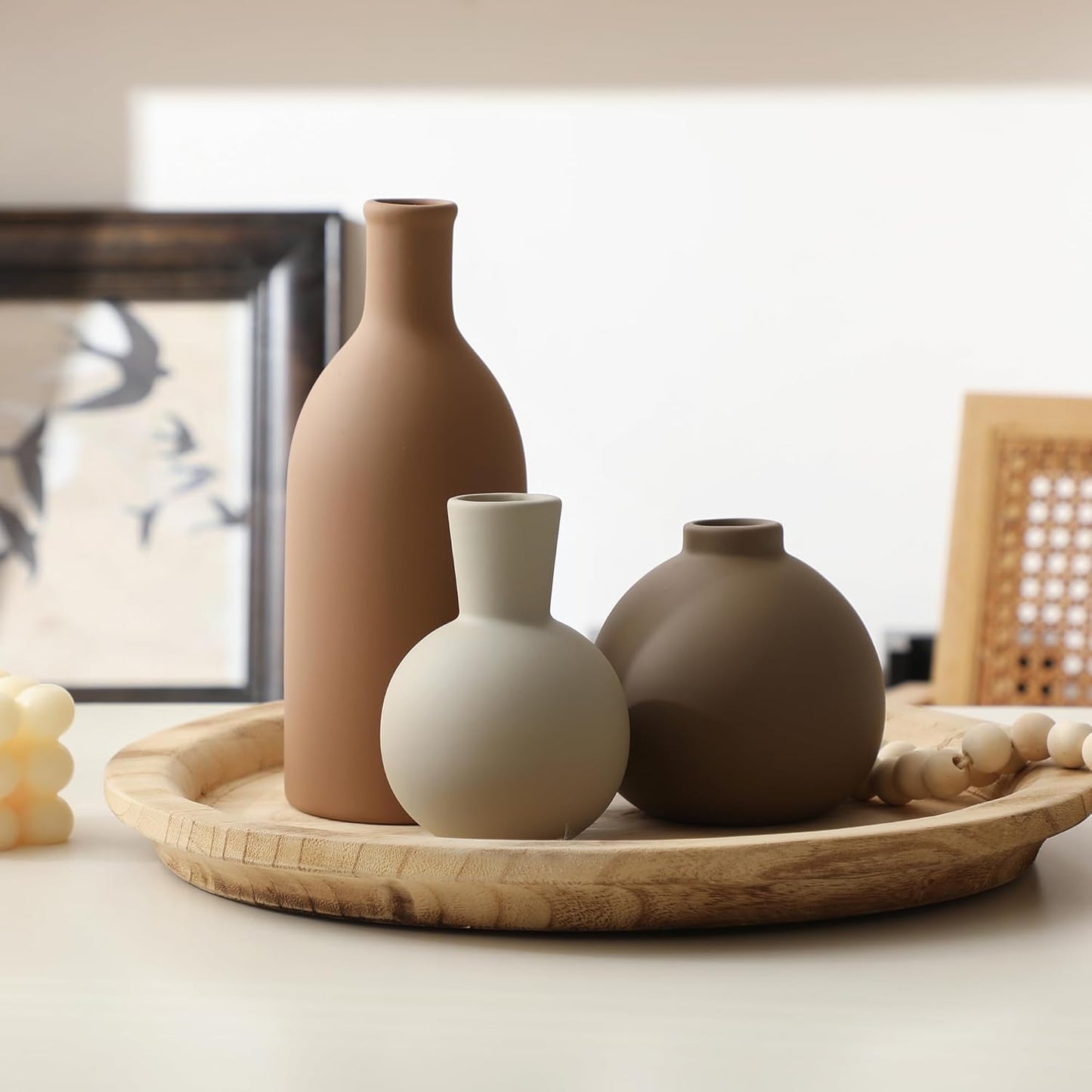 Ceramic Vase / 001-brown / Set of 3