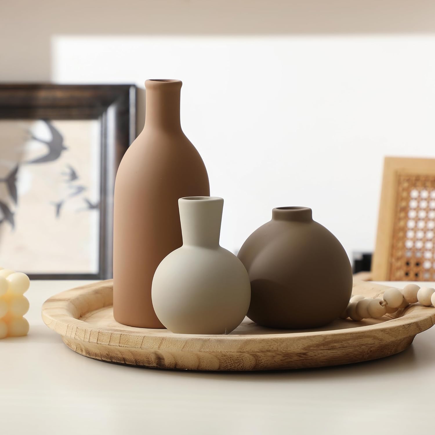 Ceramic Vase / 001-brown / Set of 3
