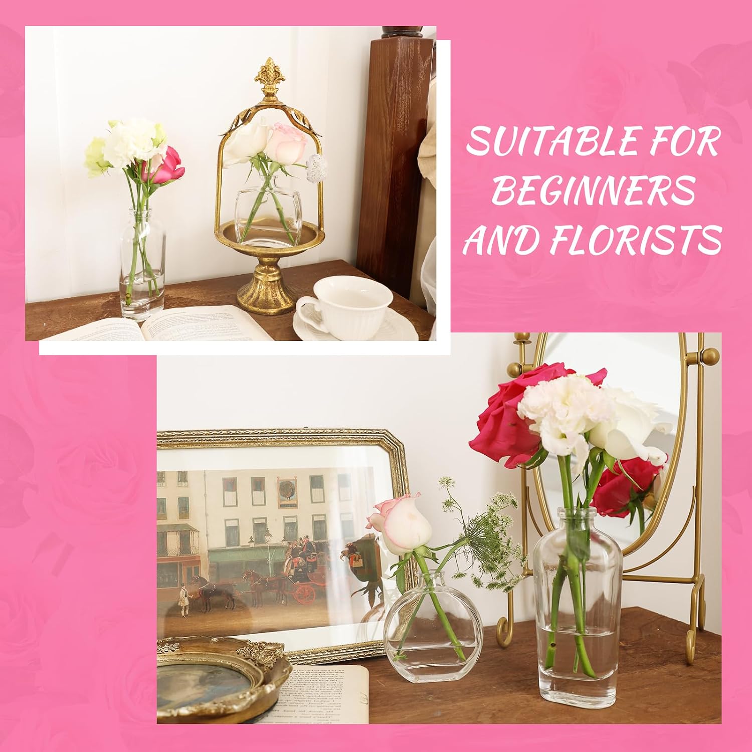 Glass Small Bud Vases Set / Clear / Set of 33
