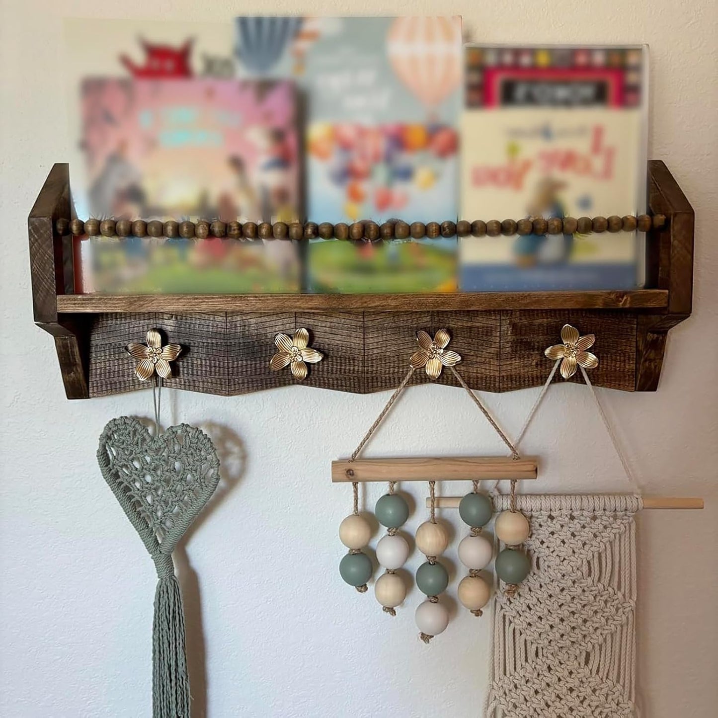 Decorative Flower Wall Hooks / Gold / Set of 4
