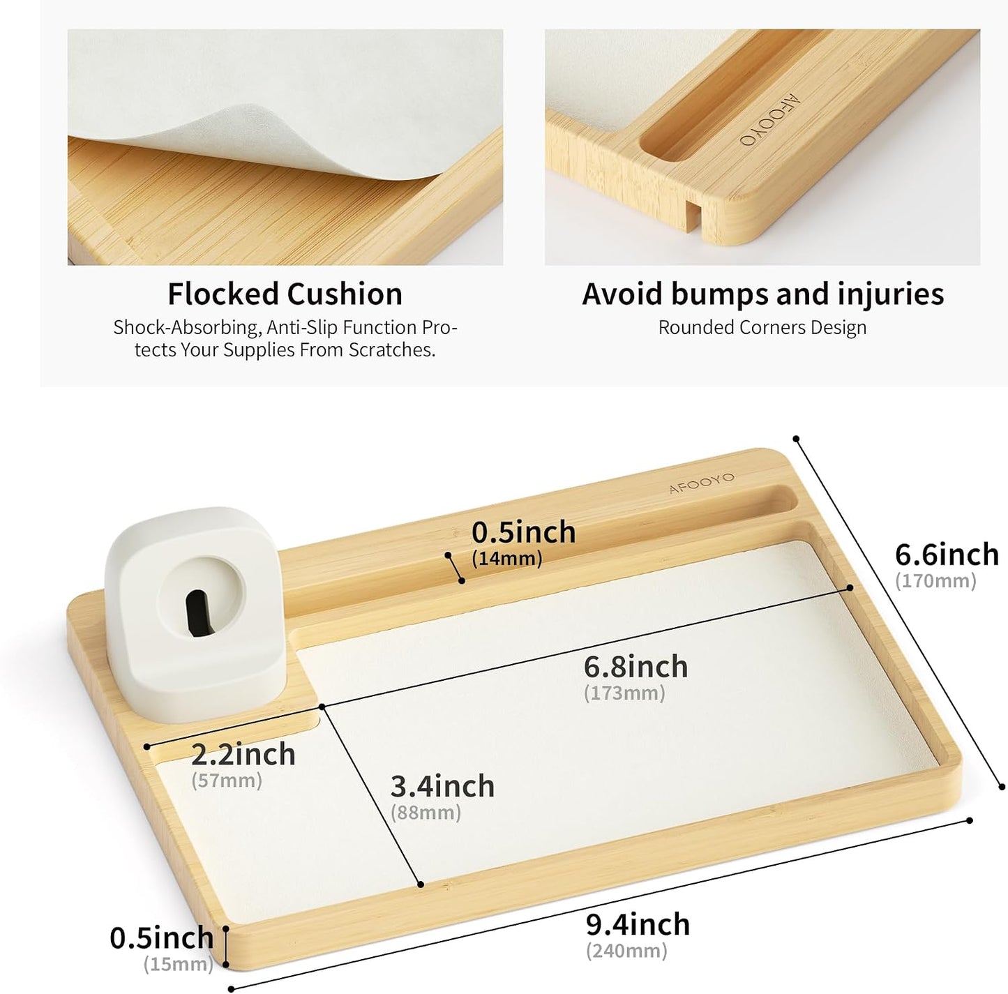 AFOOYO Wooden Watch Band Organizer - Charger Stand Compatible with All Apple Watch Series and Watch Bands Display Watch