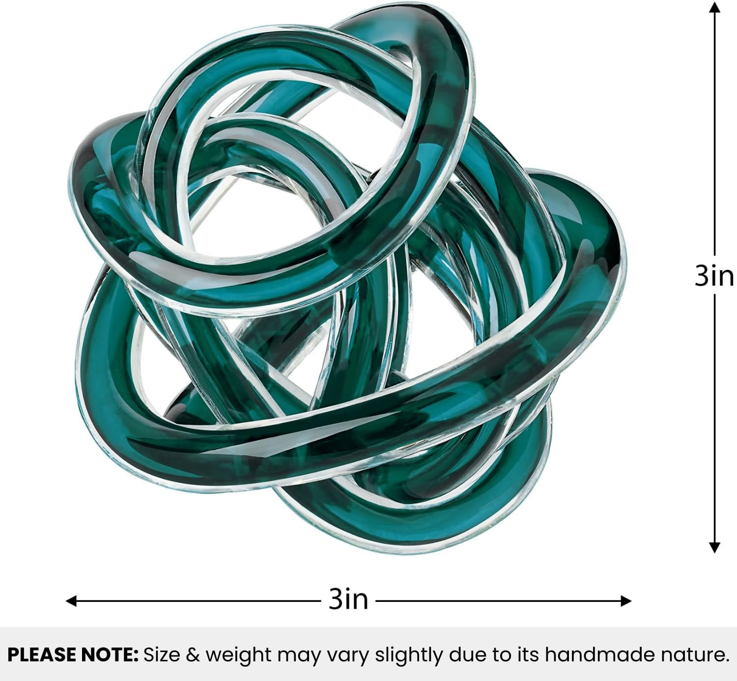 Glass Art Knot Decor Ball / 3-inch Diameter / Teal / 3 Inch