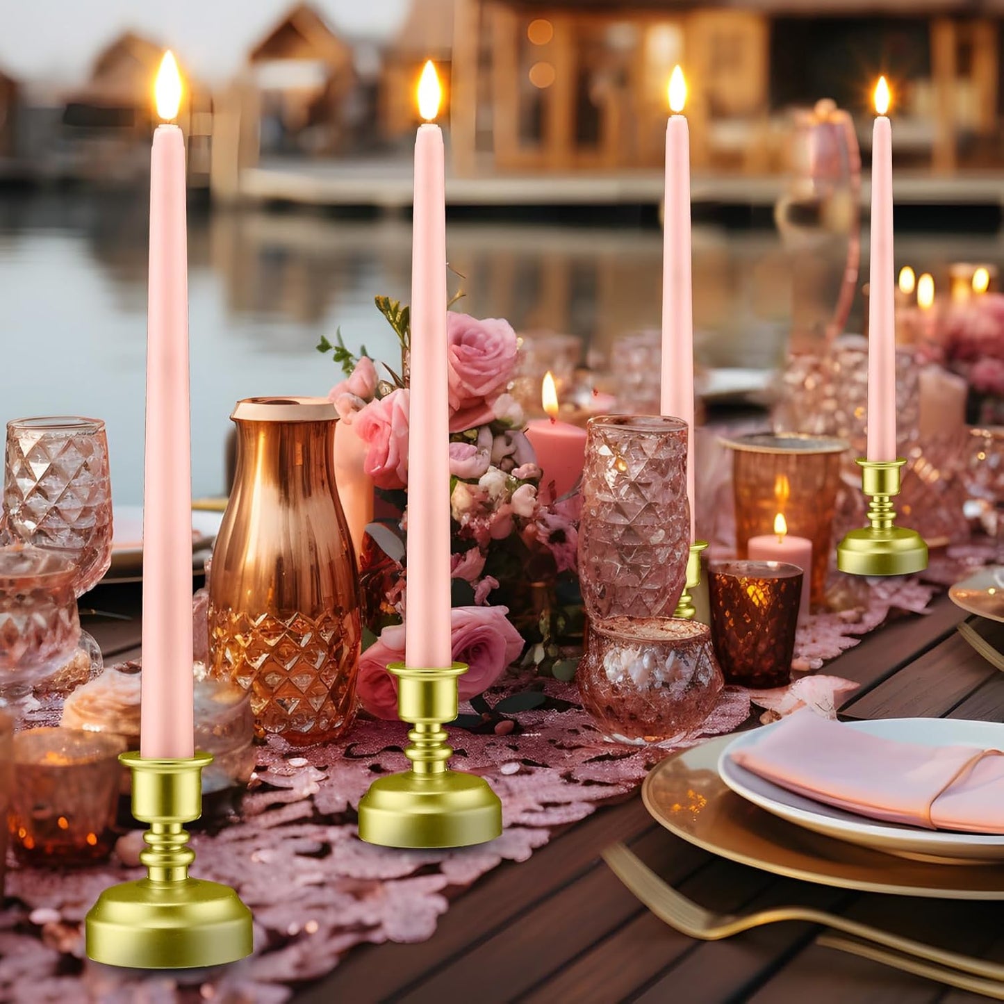 Fumete 24 Pack Flameless Taper Candles with Remote Control and Timer Flickering LED Taper Candles Realistic 3D Flame