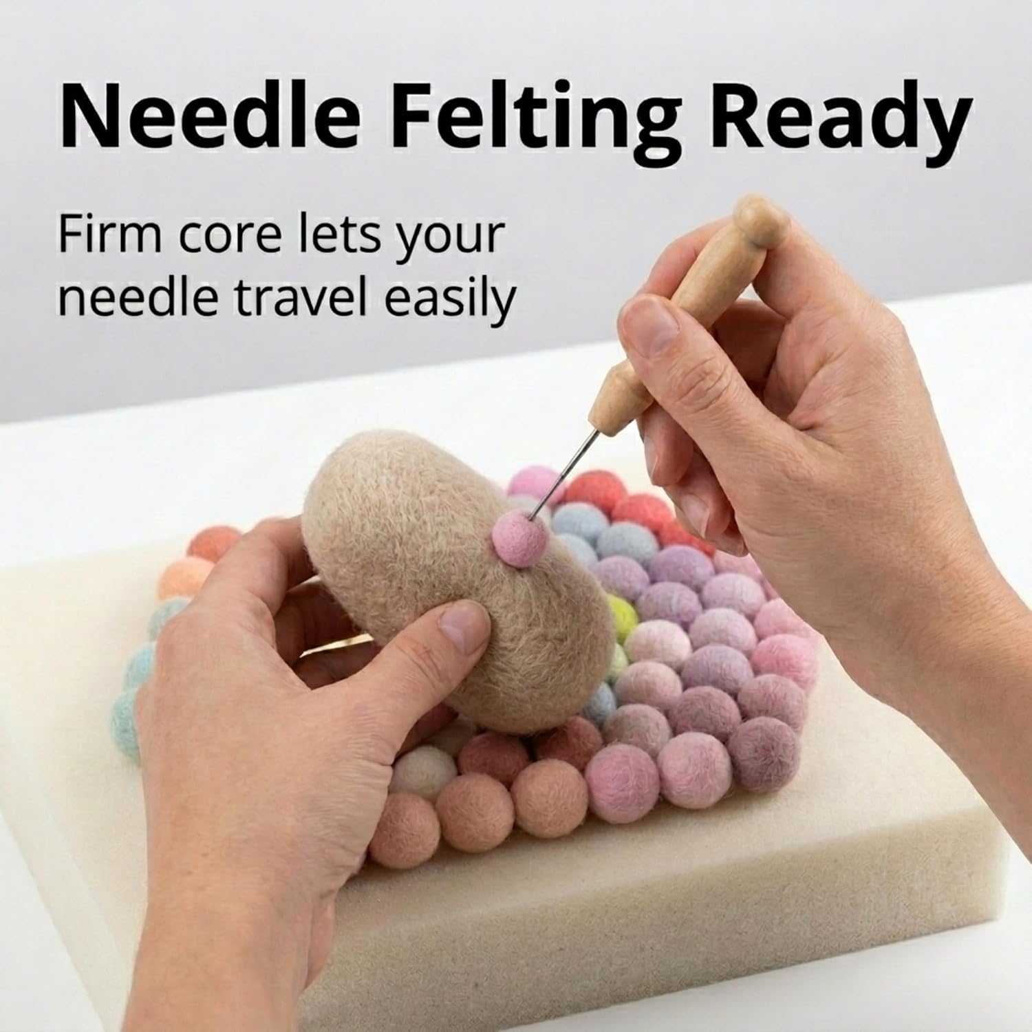 Glaciart One Felt Pom Poms, Wool Felt Balls (1000 Pieces) 1 cm – 0.4 Inch, Handmade Felted 30 Pastel Colors (Green