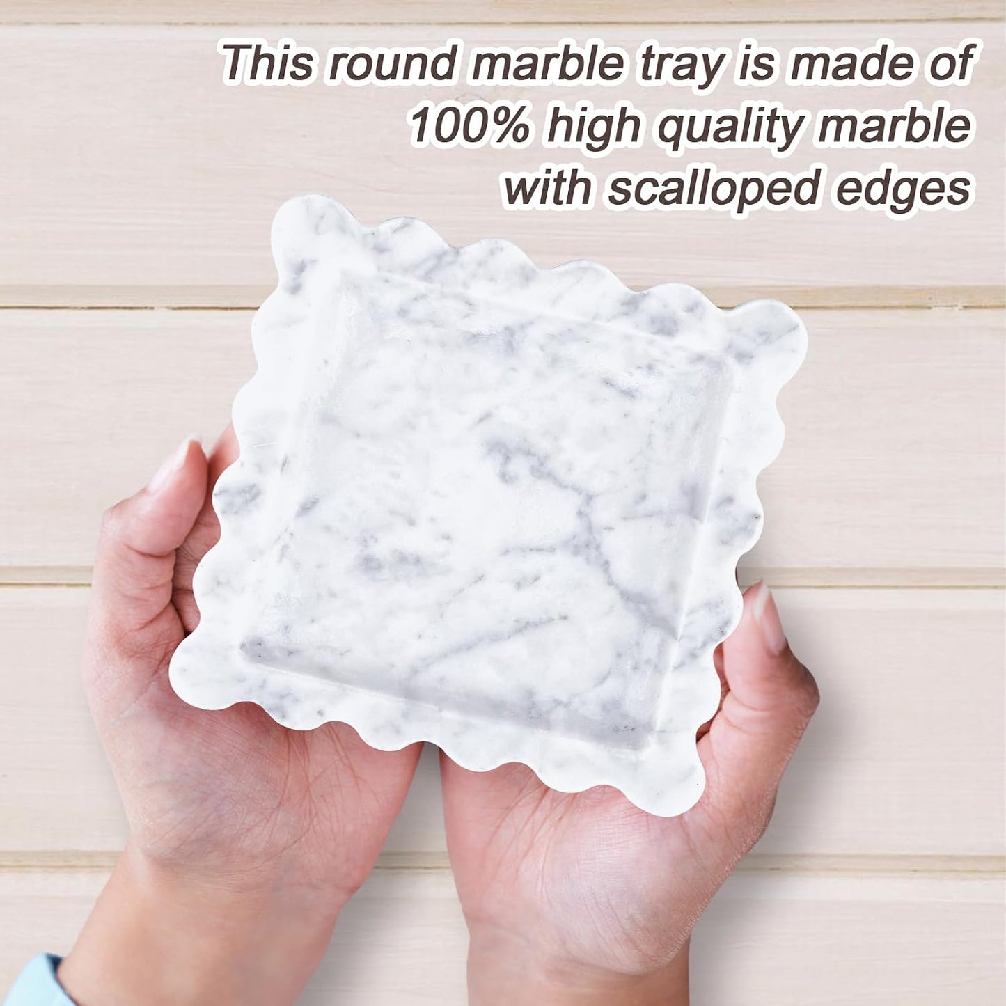 Scalloped Tray / Stone Tray / Square / Natural