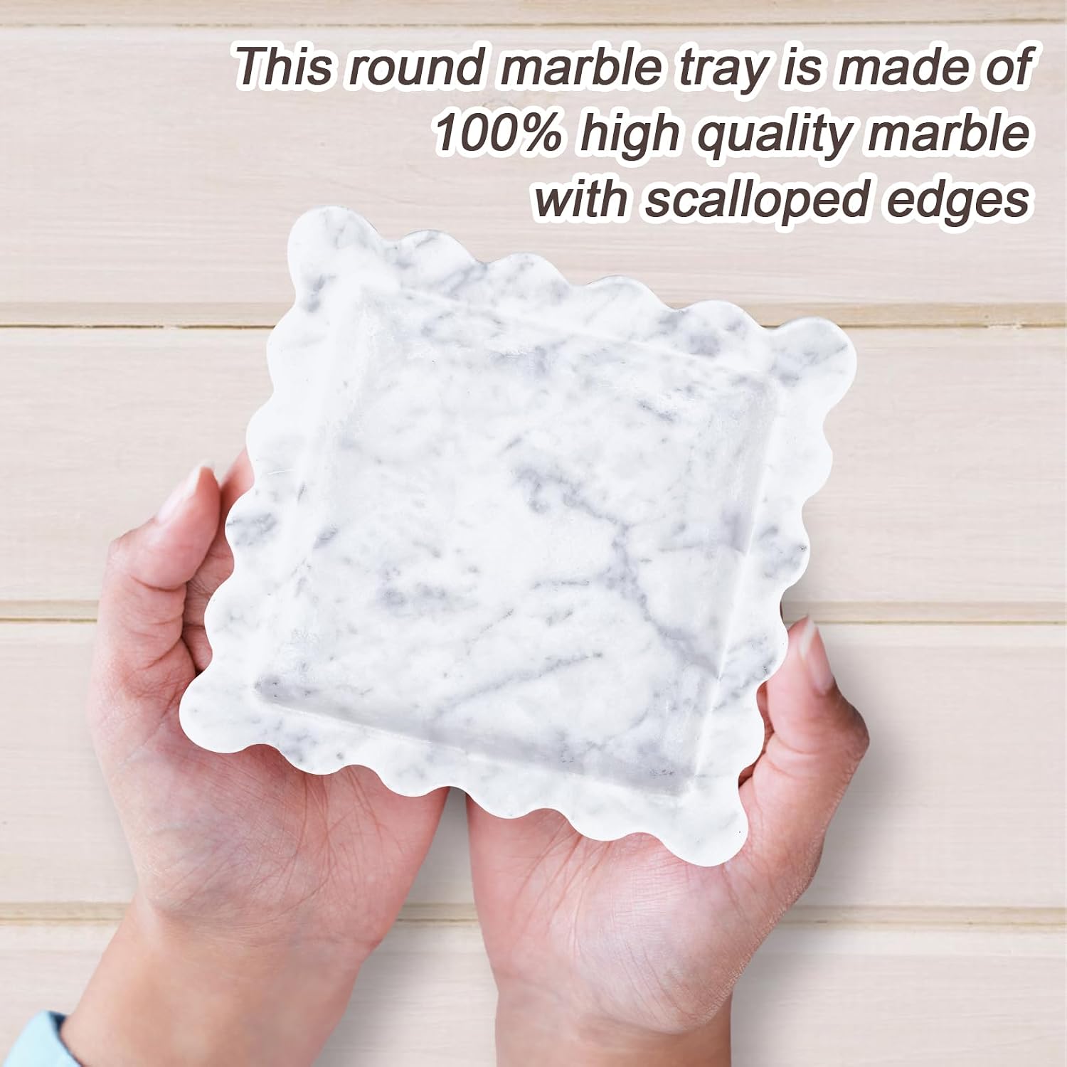 Scalloped Tray / Stone Tray / Square / Natural