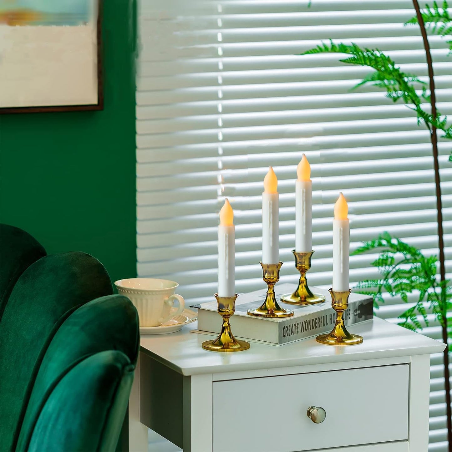 MUMCHASI Flameless Candles with Remote, Battery Operated Candlesticks, Led Taper Candles with Timer, Flickering