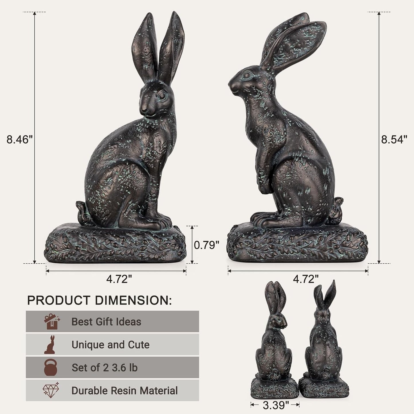 Rabbit Bookends / Heavy Resin Book Holder