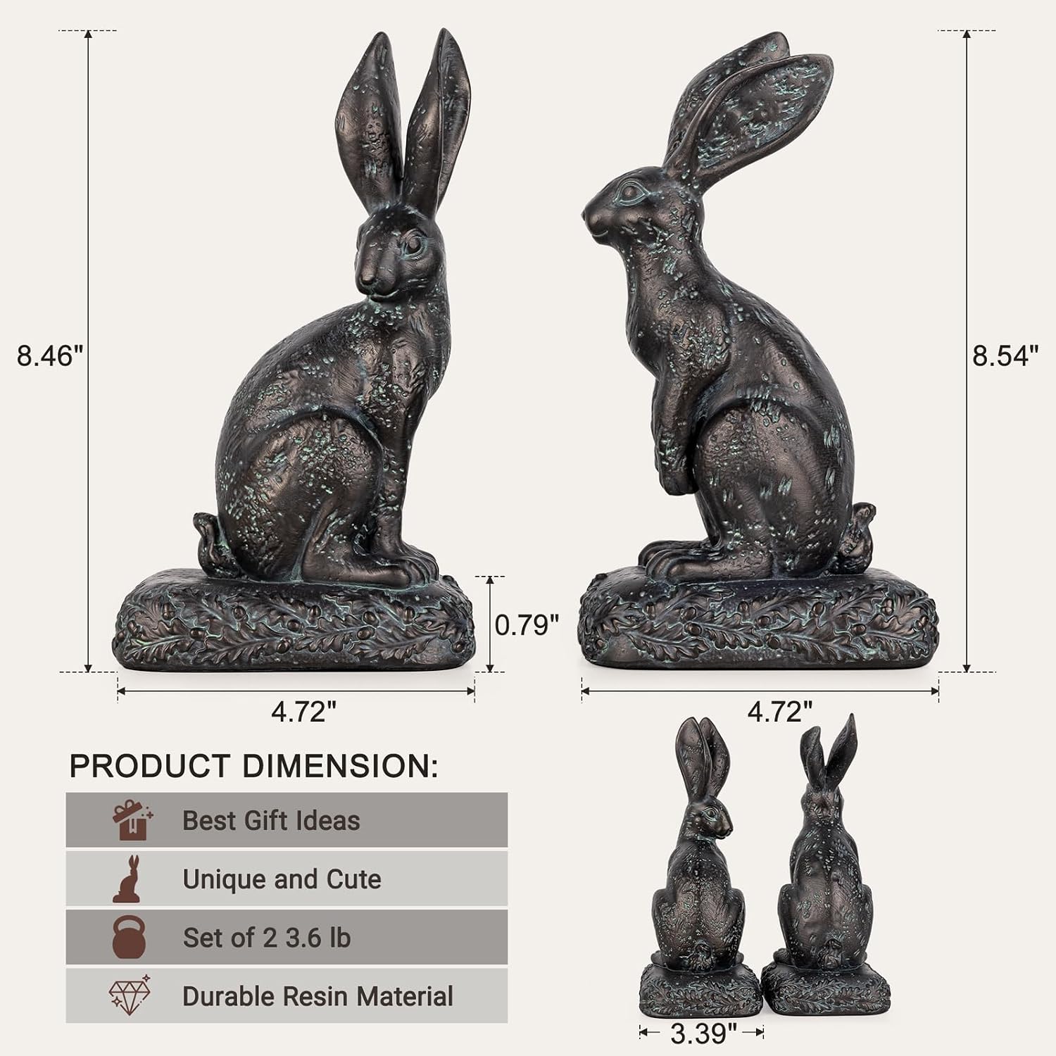 Rabbit Bookends / Heavy Resin Book Holder