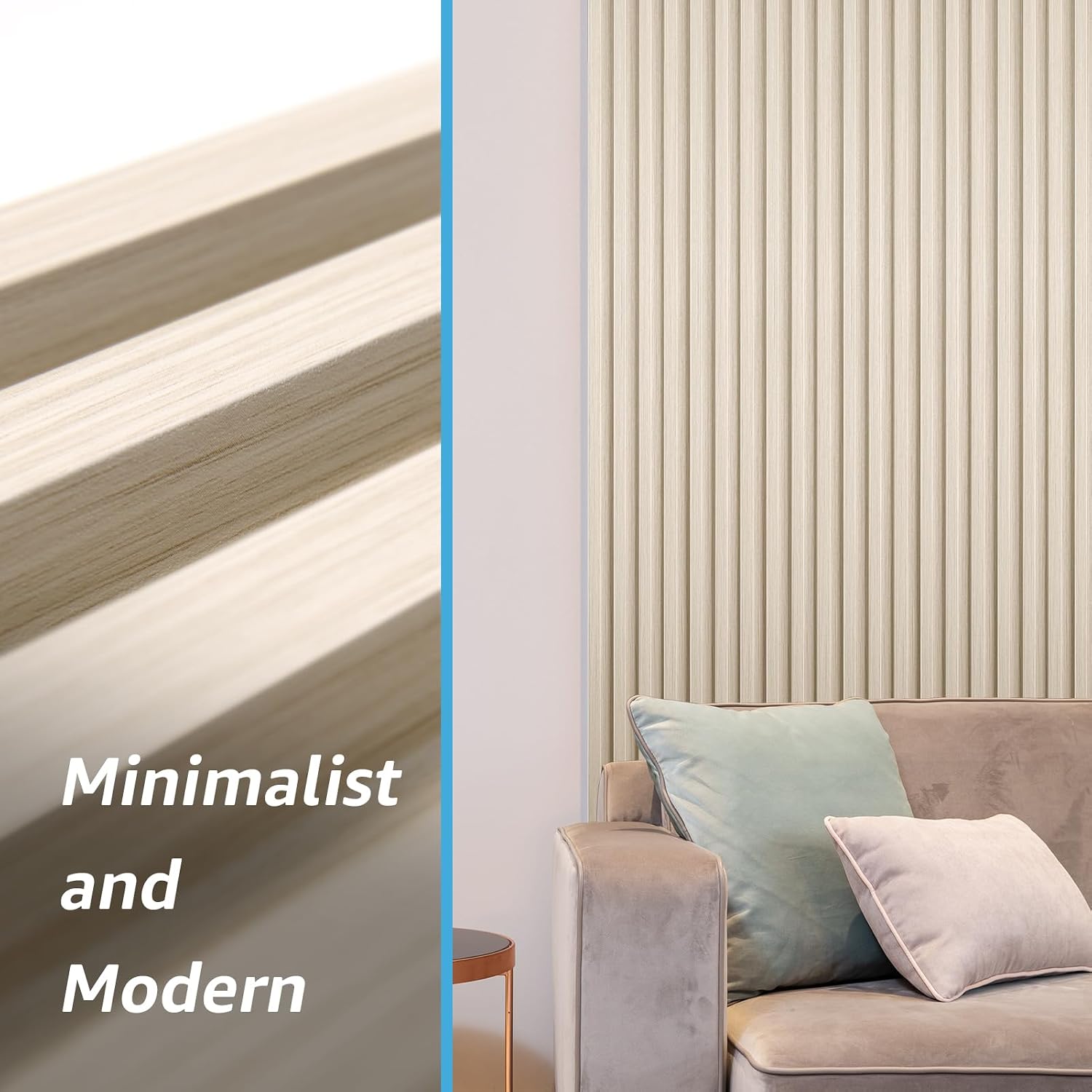 Art3d 96" x 6" WPC Slat Wall Paneling for Interior Decor, 8-Pack, White Ash | Fluted Design, Durable, Moisture