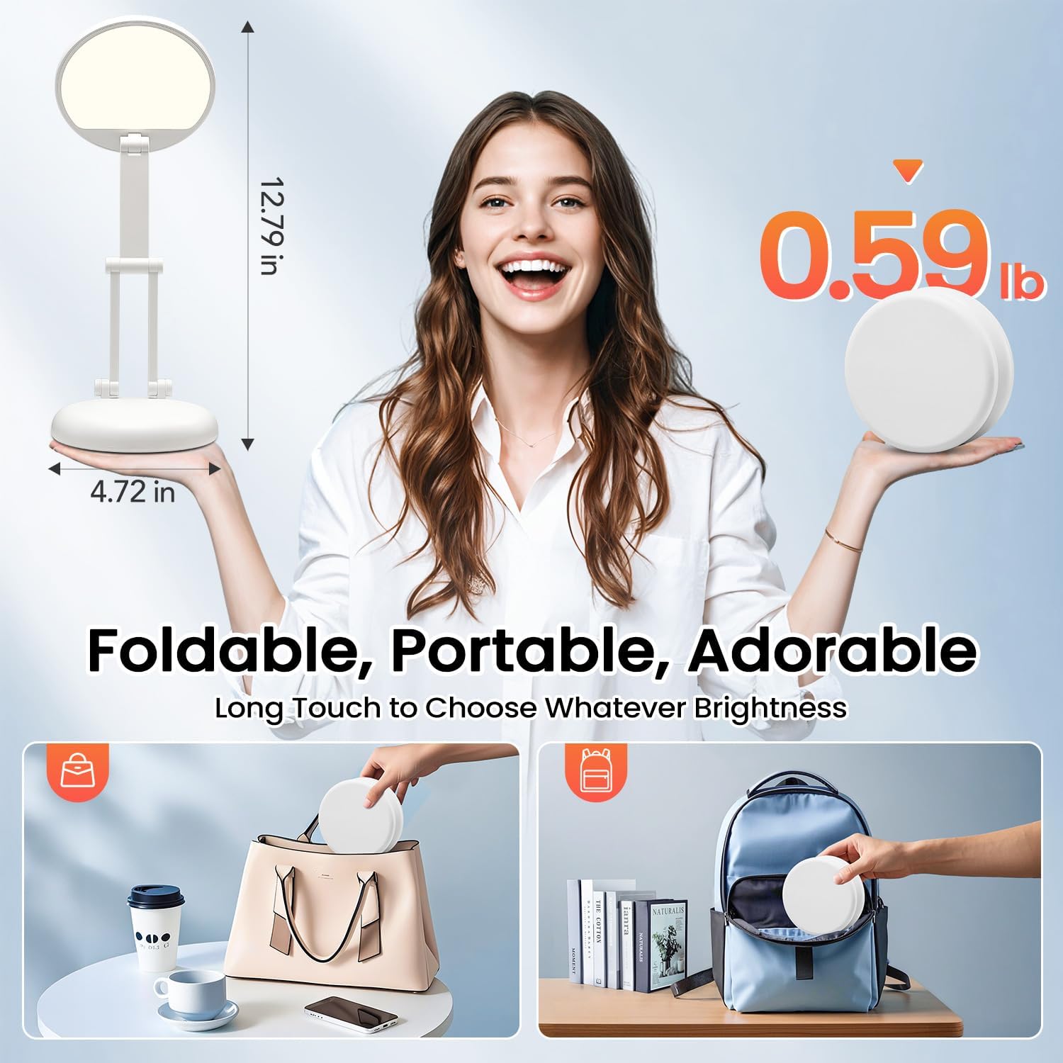 One Fire Rechargeable Table Lamp, 3600mAh Battery Operated Lamp Dorm Lamp | Cordless Lamp,10 Brightness,Portable,Small