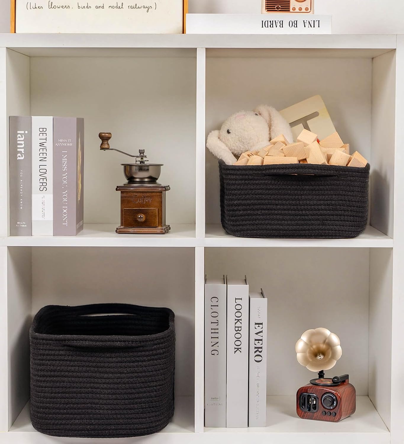 Woven Closet Storage Bin / Black / 14''x10''x5