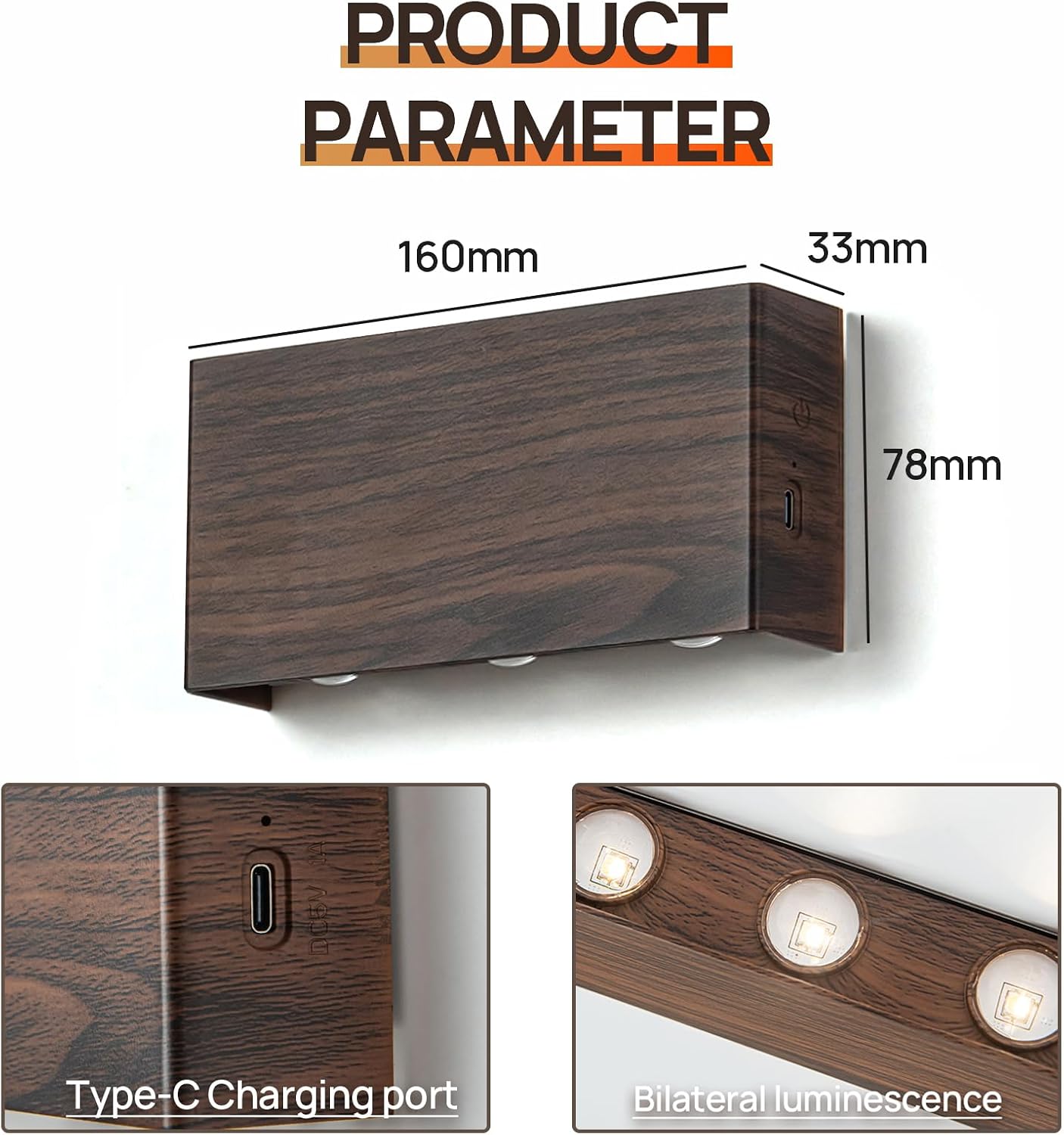 2 Pcs LED Magnetic Wall Sconce Lights,5000mAh Wireless Bedside Wall Light USB Rechargeable Reading Wall Lamp,3 Lighting