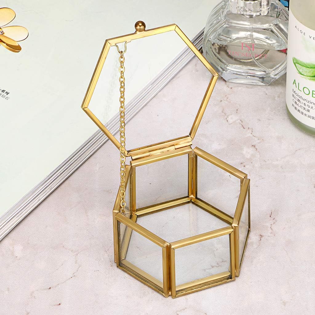 Golden Geometric Jewelry Display Organizer Keepsake Box Case Home Decorative Box / Small / Gold