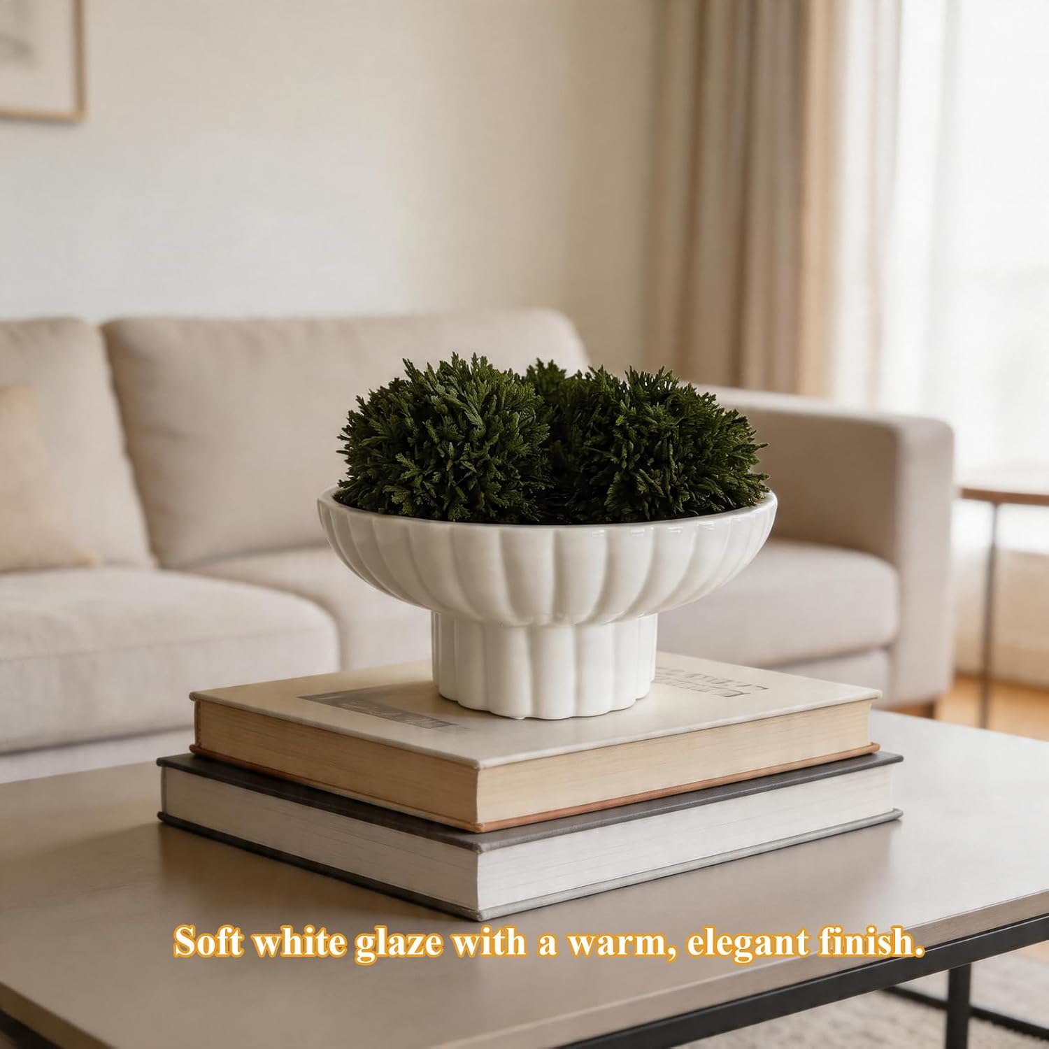 Small Modern Pedestal Bowl / Glossy White / Ceramic / 8 Inch / Set of 8