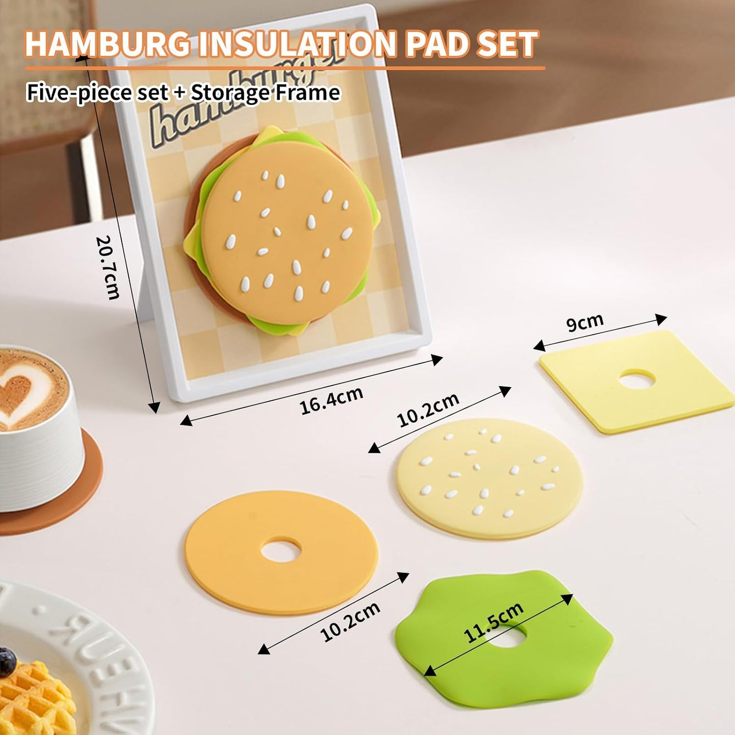 Hamburger Coaster Set / Yellow