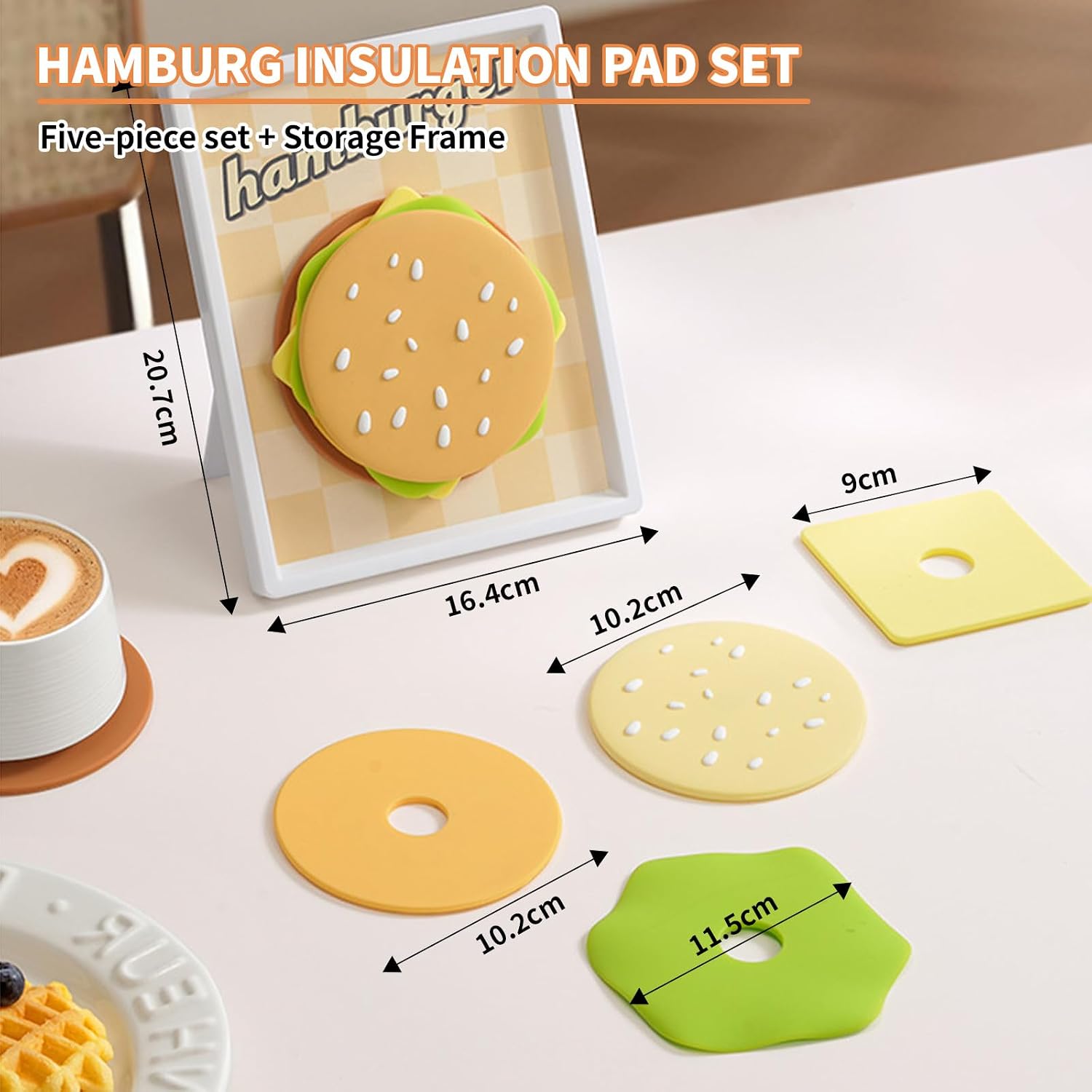 Hamburger Coaster Set / Yellow