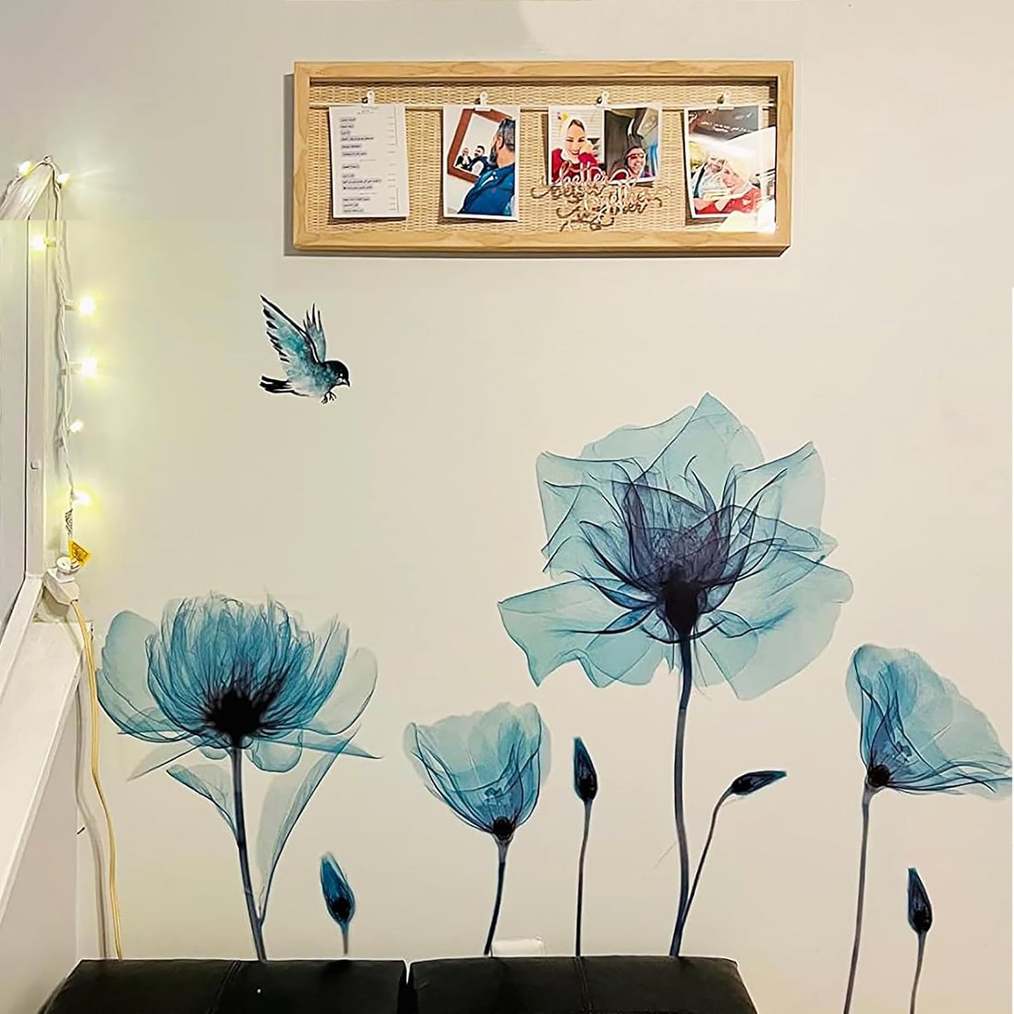Flower Wall Decals Peel and Stick Removable Decal Stick DIY Wall Stickers Murals Home / Blue