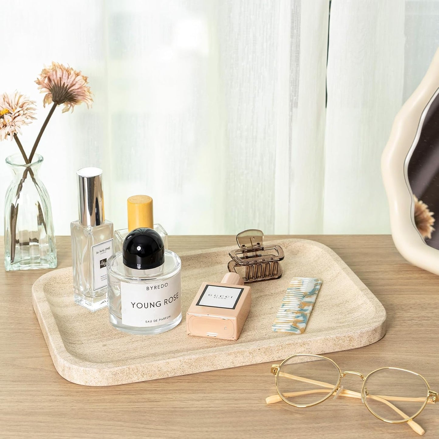 Jewelry Holder / Marble Vanity Tray / Beige Cream