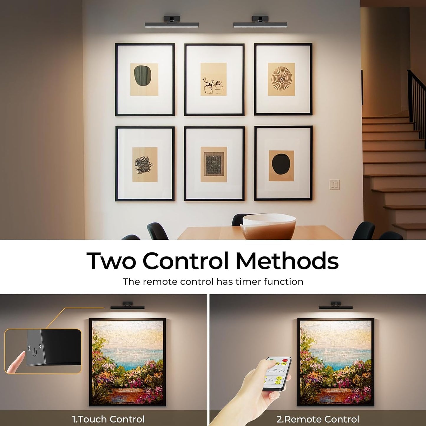 Picture Lights for Wall, Battery Operated Picture Light 16in Gallery Light for Paintings CCT Dimmable Recharging